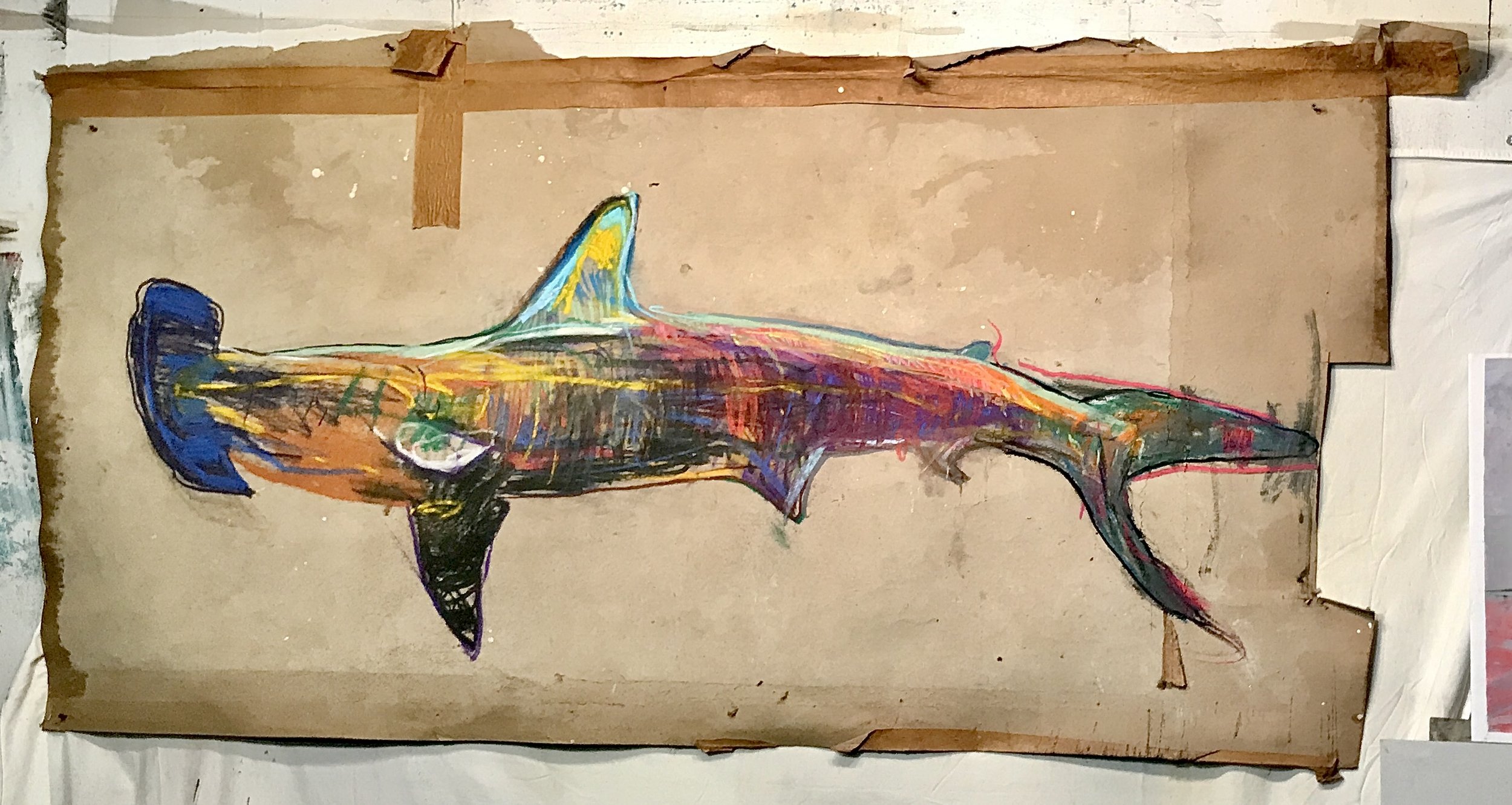Hammerhead Pastel Charcoal On Used Jobsite Ramboard 36inx72in