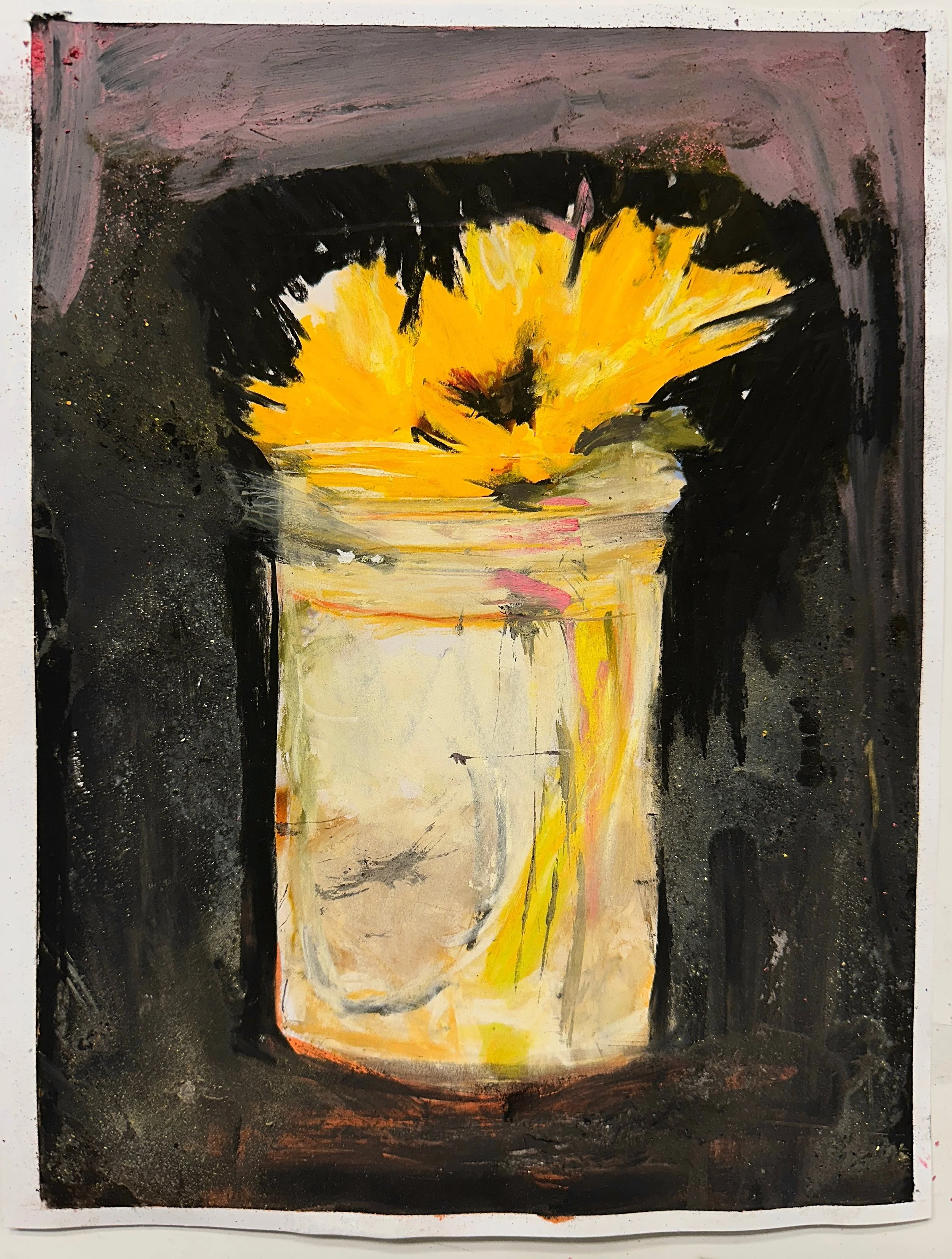 Cancer Flowers At Night Pastel Charcoal Watercolor 8inx10in