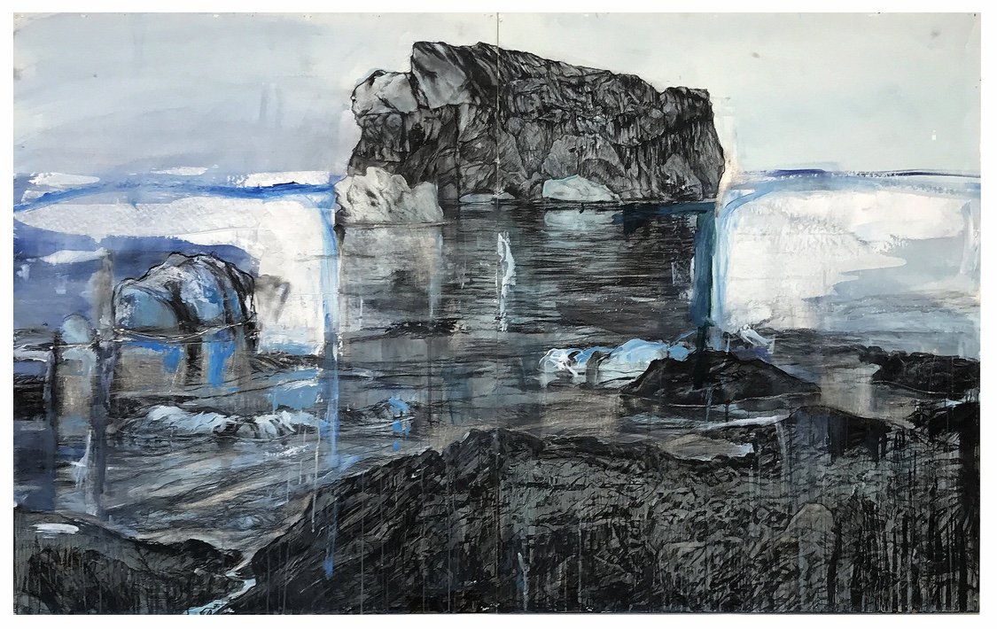 Iceberg 60 Charcoal Acrylic Plaster On Museum Board 64inx40in