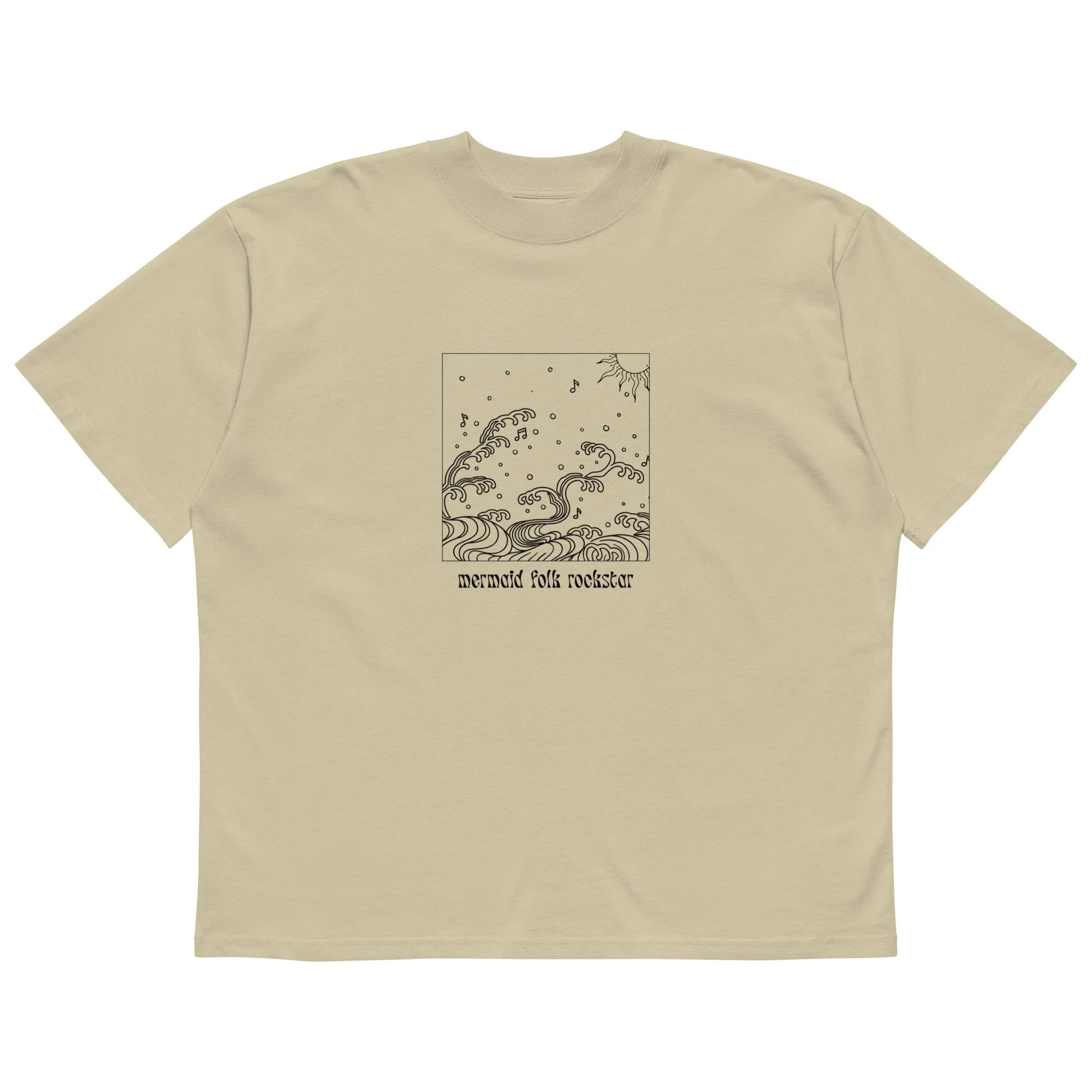 Mermaid Folk Rockstar High Neck Oversized T-Shirt
