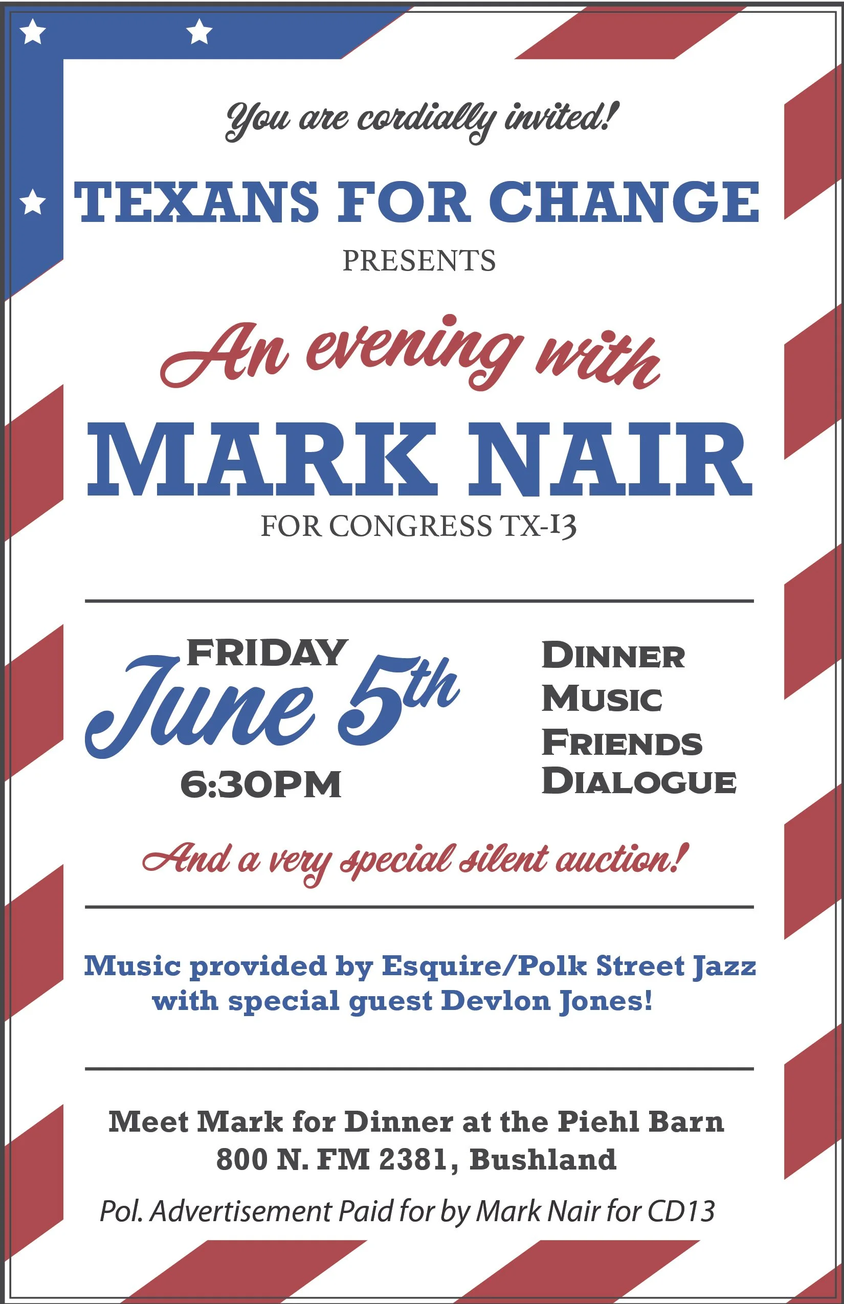 Texans for Change presents An Evening with Mark Nair
