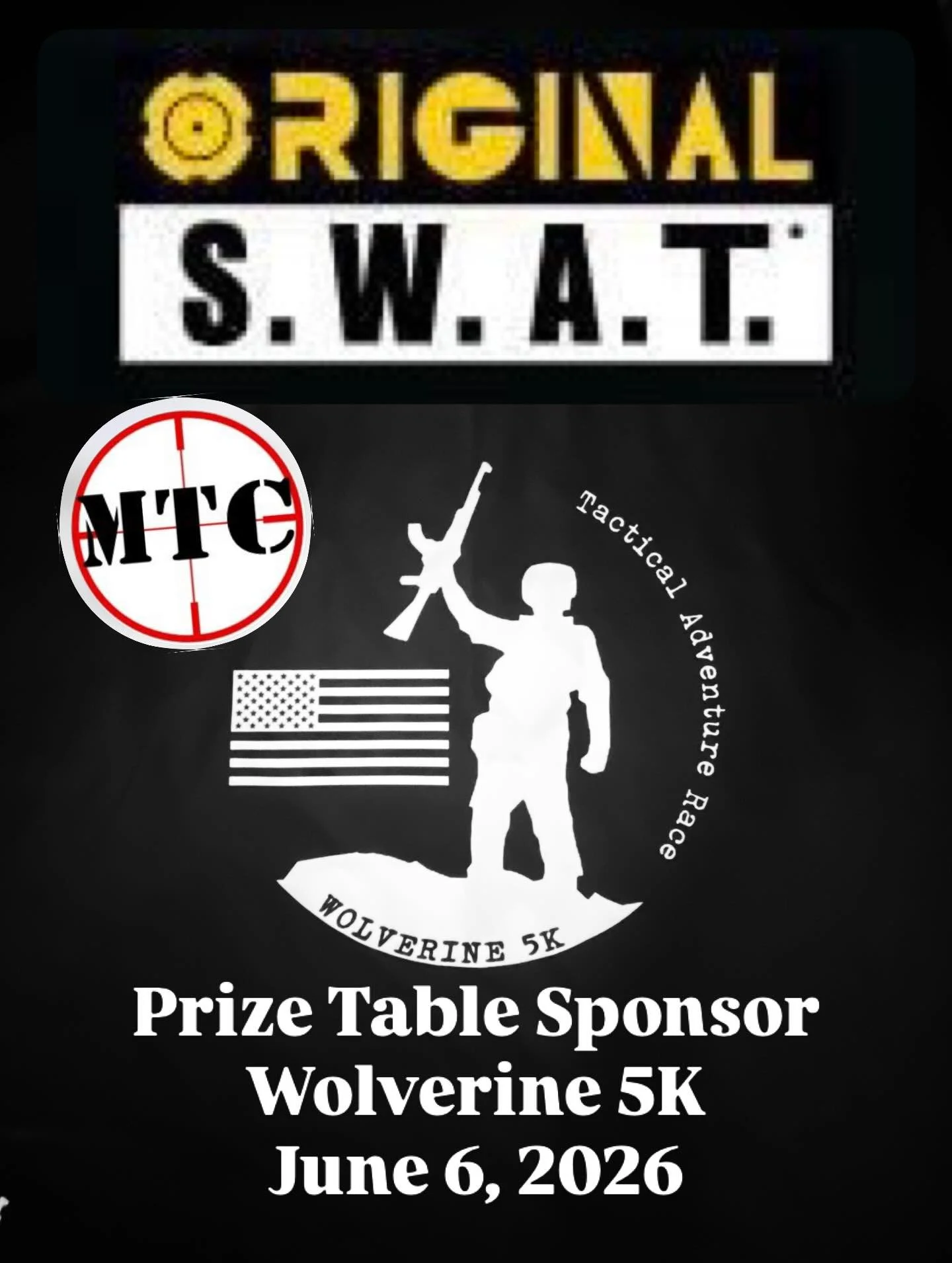 Thank you Original S.W.A.T. for generously sponsoring our 11th annual Wolverine 5K Tactical Adventure Race! June 6, 2026 at Marksmanship Training Center. @originalswat @marksmanship_training_center