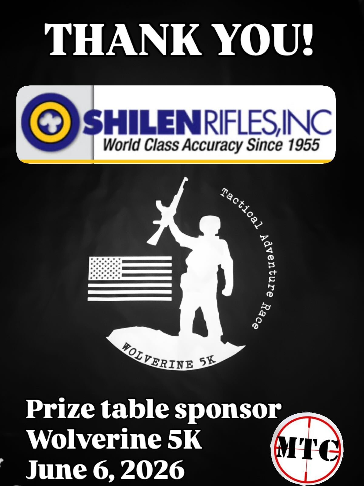 We are pleased to welcome Shilen Rifles as a prize table sponsor to the Wolverine 5K Tactical Adventure Race. June 6, 2026 at Marksmanship Training Center. @shilenrifles @marksmanship_training_center