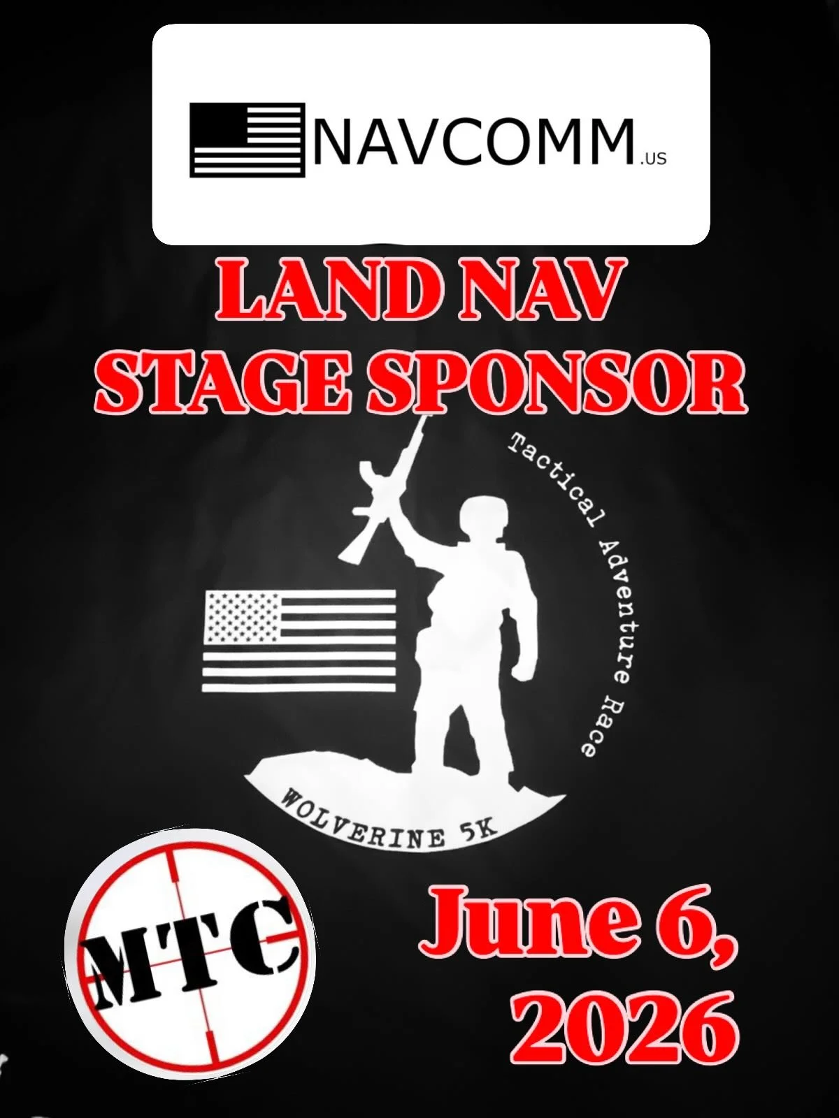 MTC is proud to announce NavComm as our land nav stage sponsor. Thank you! Wolverine 5K Tactical Adventure Race. June 6, 2026 at Marksmanship Training Center. @marksmanship_training_center