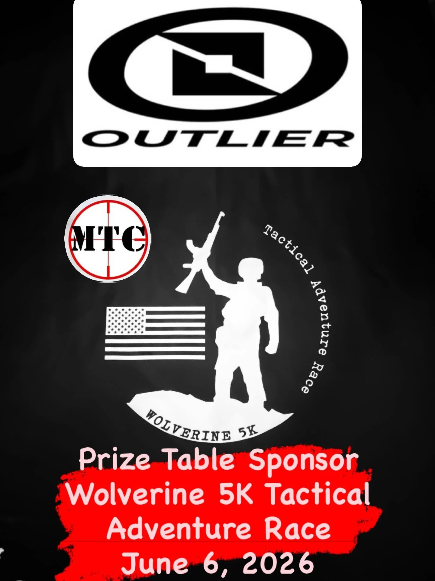 Thank you Outlier for your generous donation to our Wolverine 5K prize table! June 6, 2026 at Marksmanship Training Center. @getoutlier @marksmanship_training_center