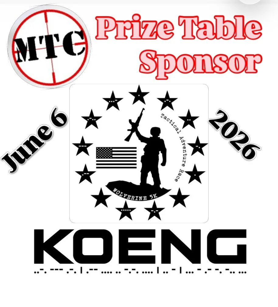 Thank you Koeng for sponsoring another Wolverine event. Prize Table sponsor 11th annual Wolverine 5K Tactical Adventure Race. Marksmanship Training Center June 6, 2026. @koeng.co @marksmanship_training_center