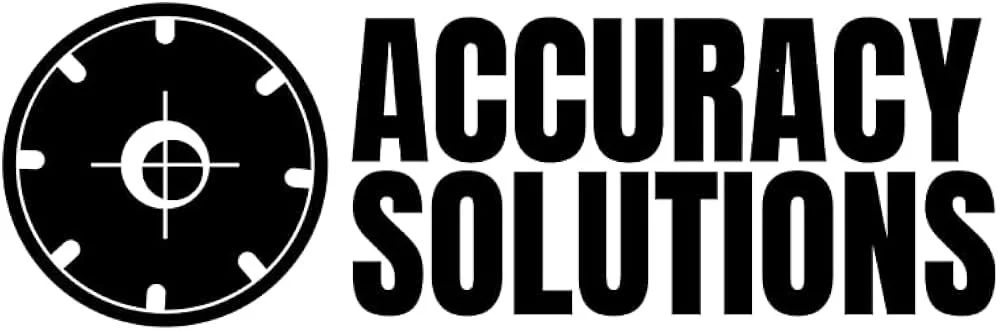 A logo featuring a black and white target symbol to the left, with the words "ACCURACY SOLUTIONS" in bold black letters to the right.