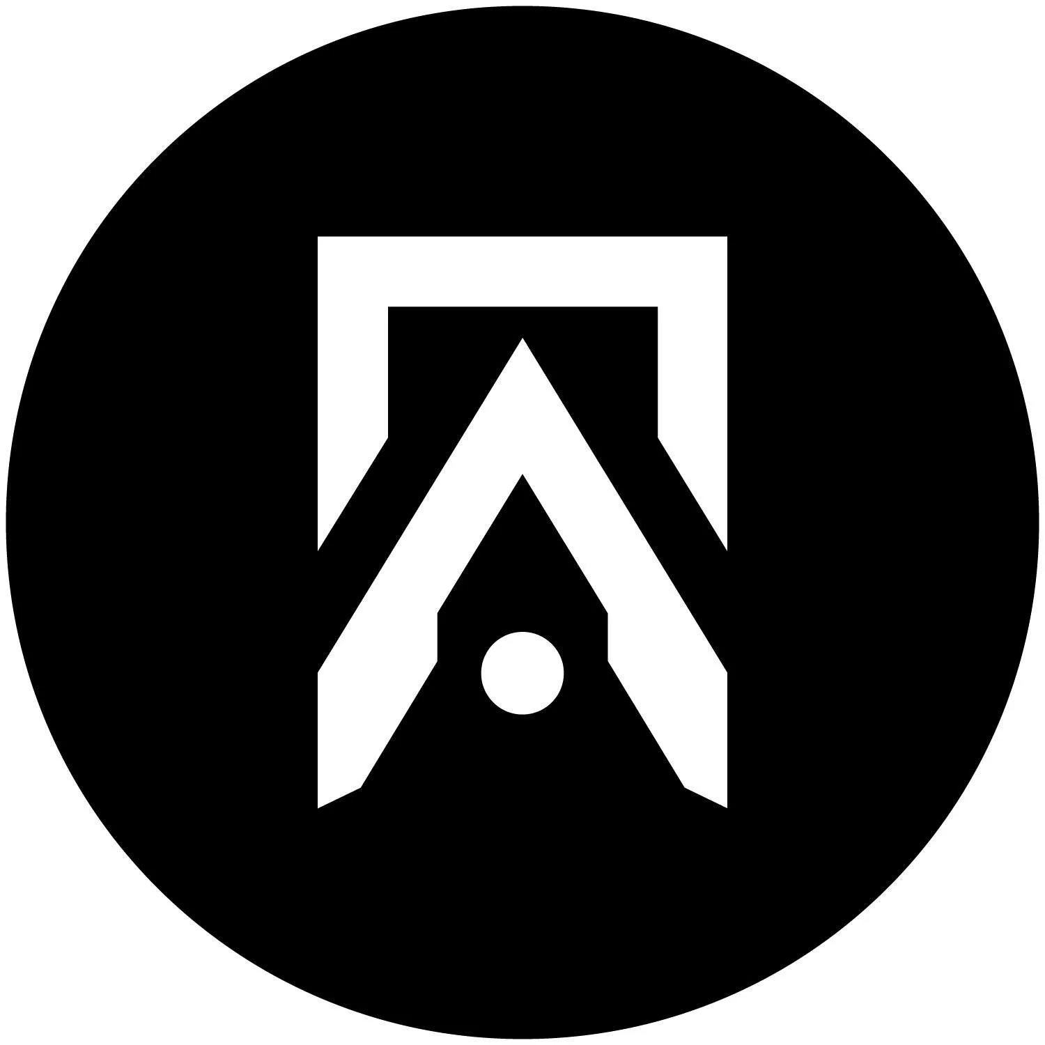 Logo of the Civil Air Patrol, featuring a stylized white triangle with a circle inside, set against a black circular background.