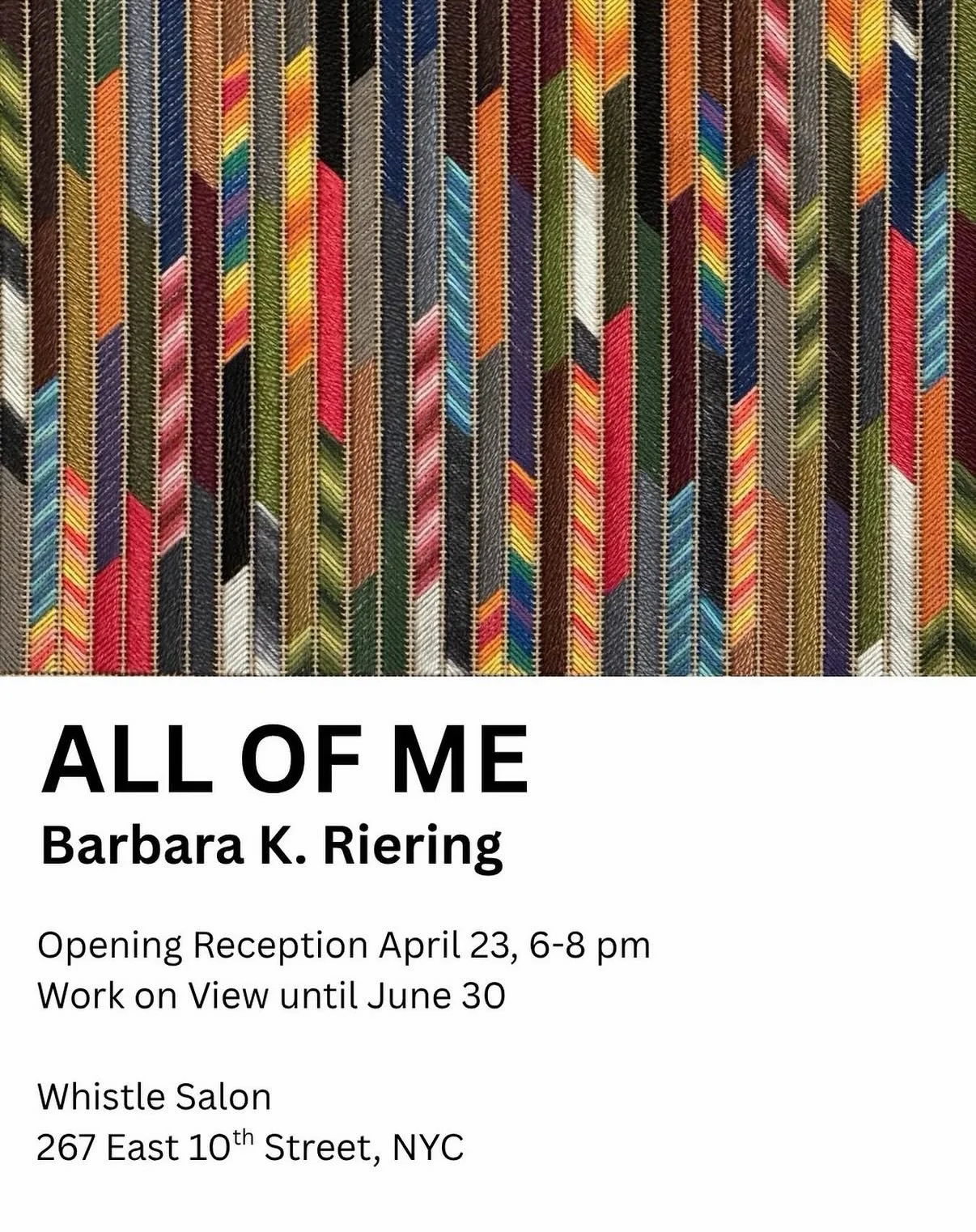 OPENING RECEPTION  Barbara K. Riering  Thursday April 23, 6-8pm.  Please join us to CELEBRATE! @themindfulstitcher