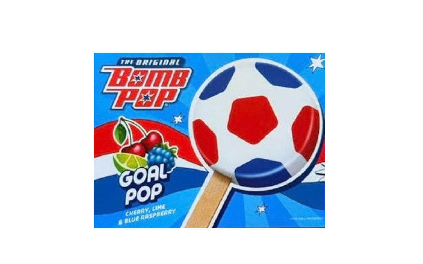 A fruity frozen pop shaped like a soccer ball. A fun pick for the little athletes.