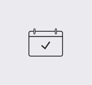 Calendar icon with a checkmark.