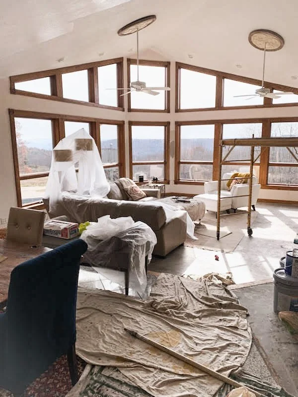 Before flooring and window treatments and decor!
