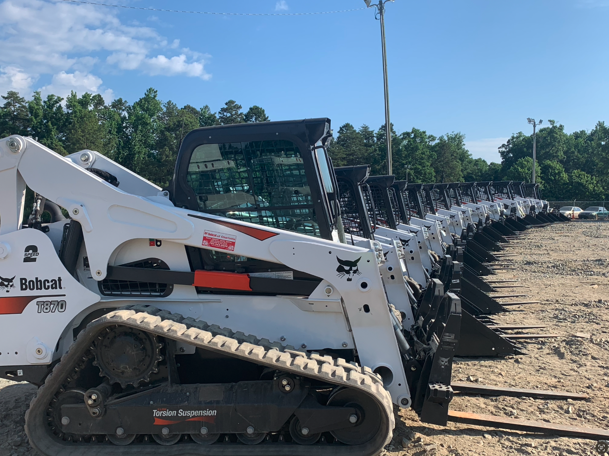A full lineup of LOVING's bobcat machines in Charlotte, NC.