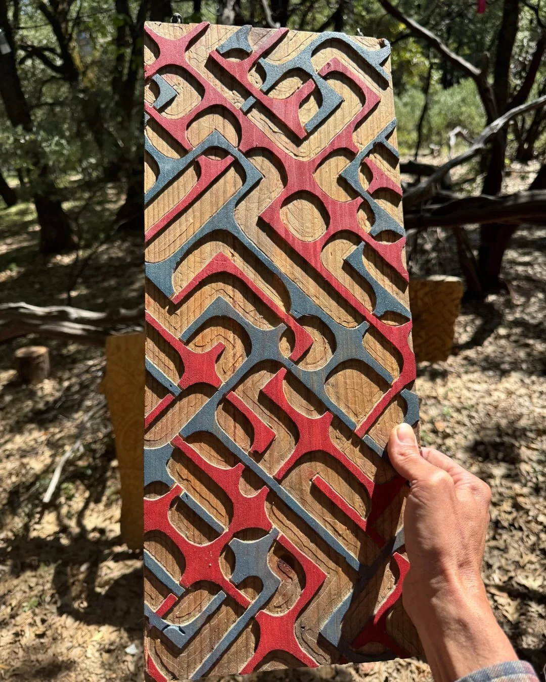 Outdoors is mainly where I envision my works residing, weathering in the elements.

Carvings on salvaged wood, responding to the irregularities and unique shape of each &lsquo;canvas.&rsquo; I don&rsquo;t have interior space for a workshop, so all th