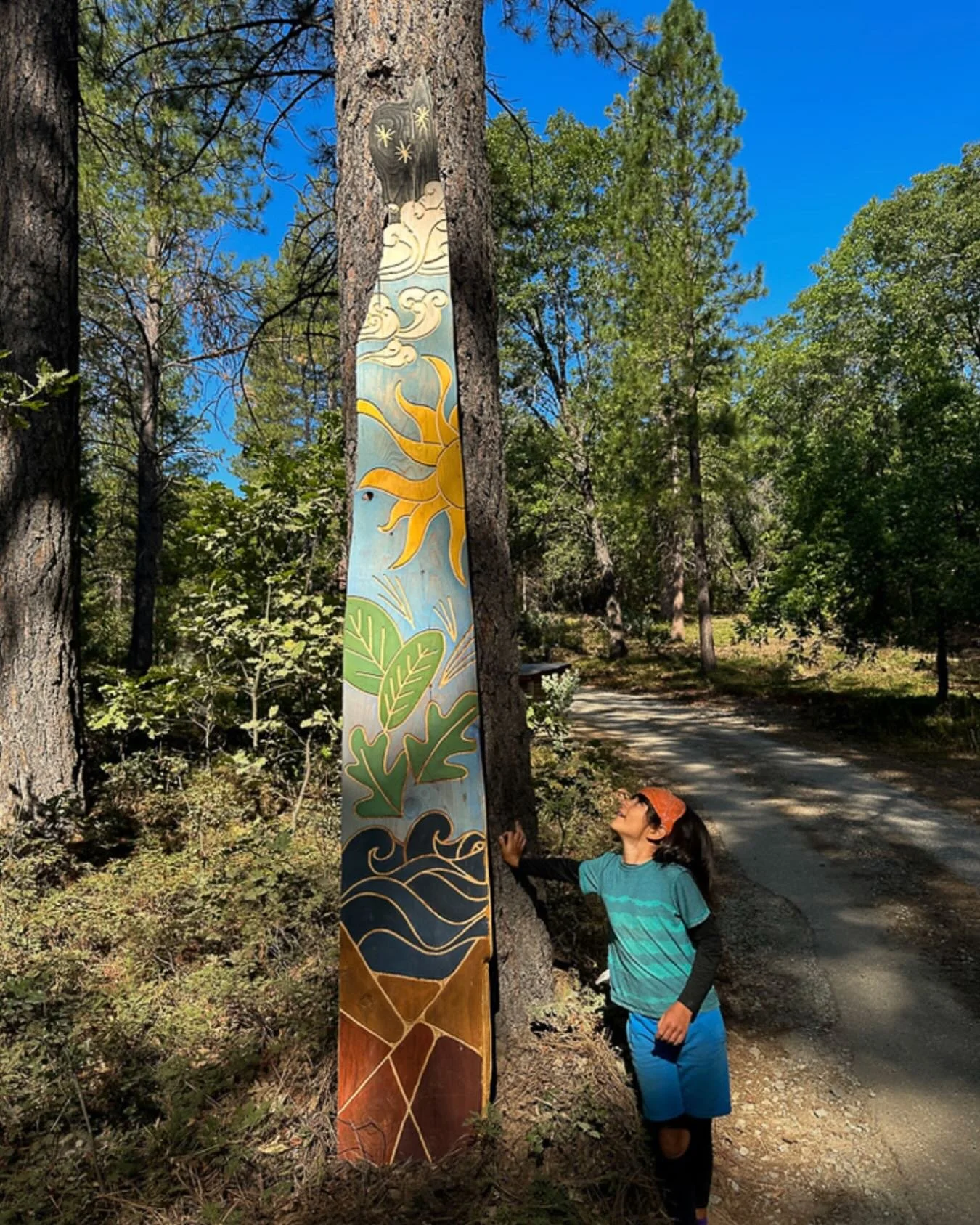 I created this piece as a gift on my birthday to the community land where I live. While my previous routered artworks were translations of the designs I had been doing on the beach, this time I wanted to create something that was a reflection of the 