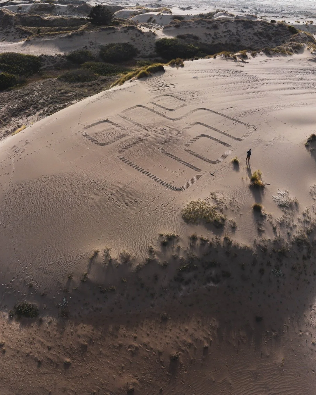 &ldquo;Glyph&rdquo; 2023 

My art at the beach requires the low tide wet sand to rake, which can be extremely limiting when the proper tide or beach topography are not available. But beaches can be huge with so much sand just taunting me. One day I c