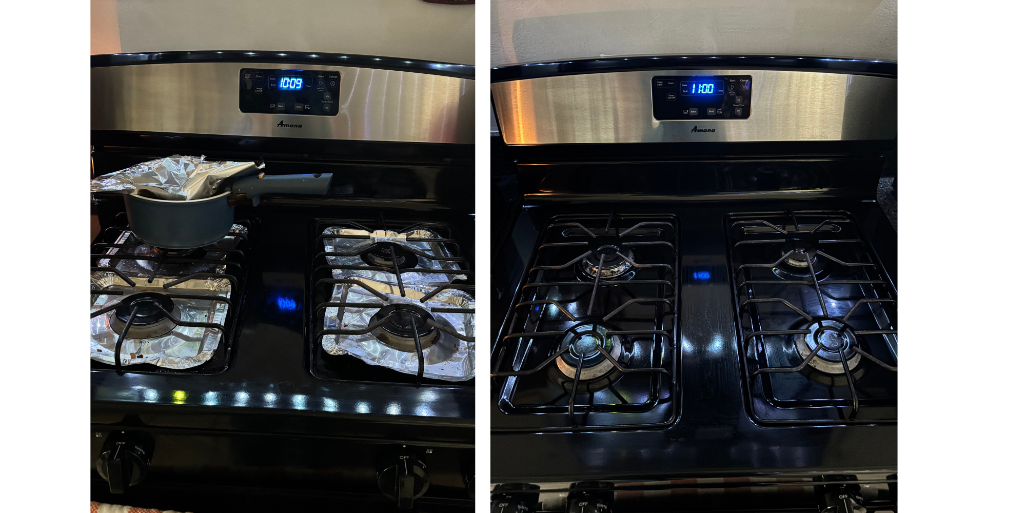 Stove before and after cleaning