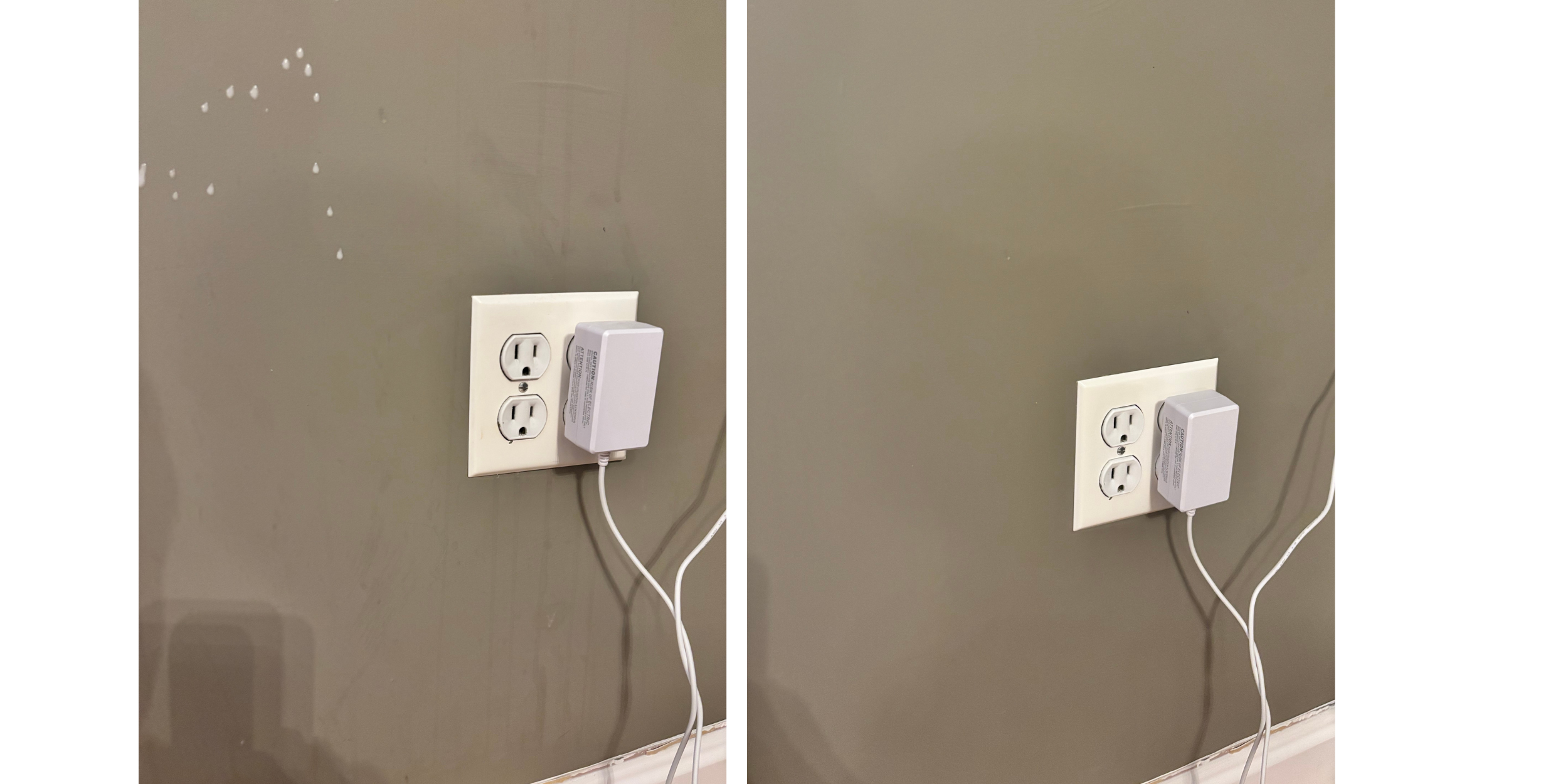 Wall and outlet before and after