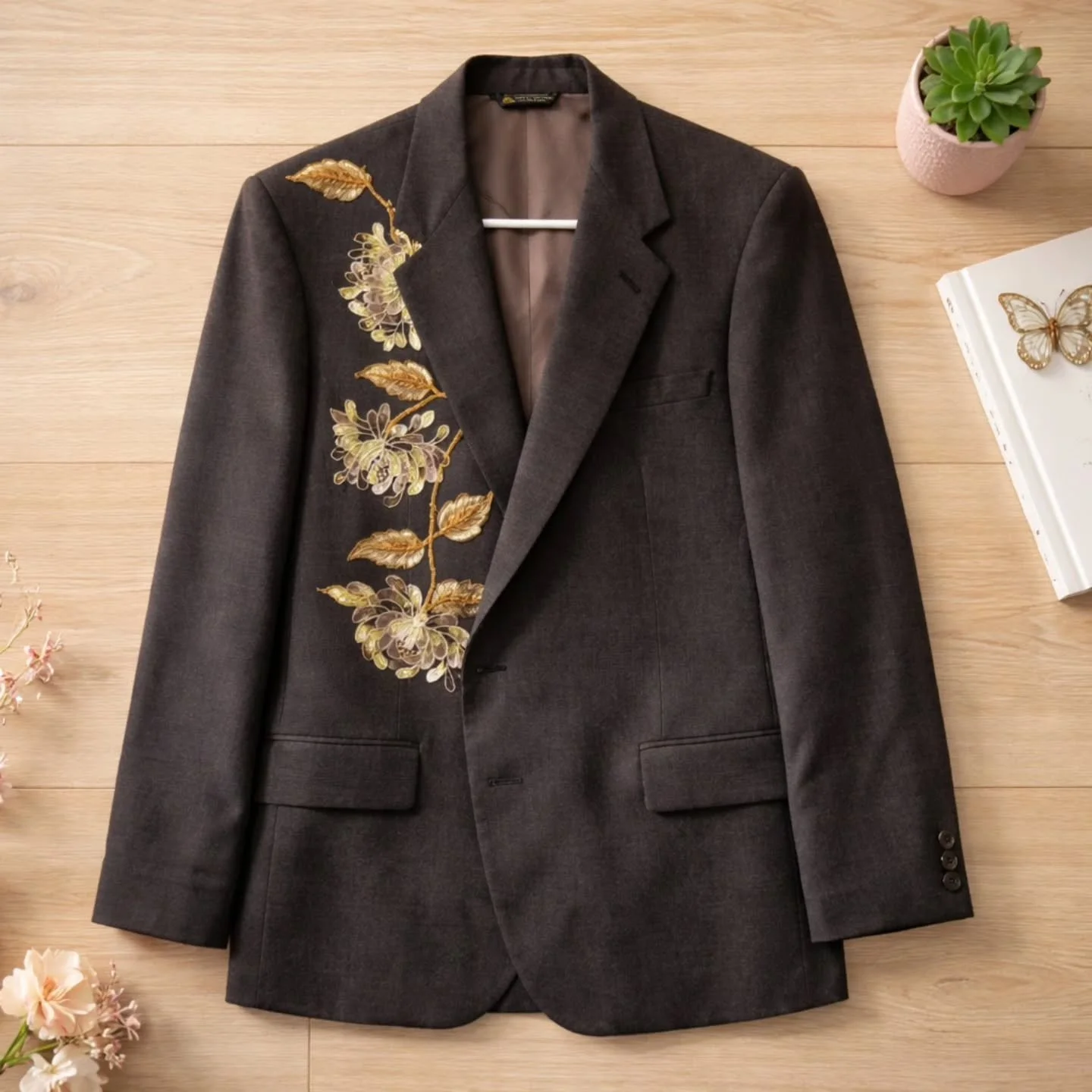 Midnight creations. 

Pick this one up at @thriftynightmarket_ on Saturday!

#uniquelypatched #sustainablefashion #vintagesoul #oneofakindblazers #upcycledfashion