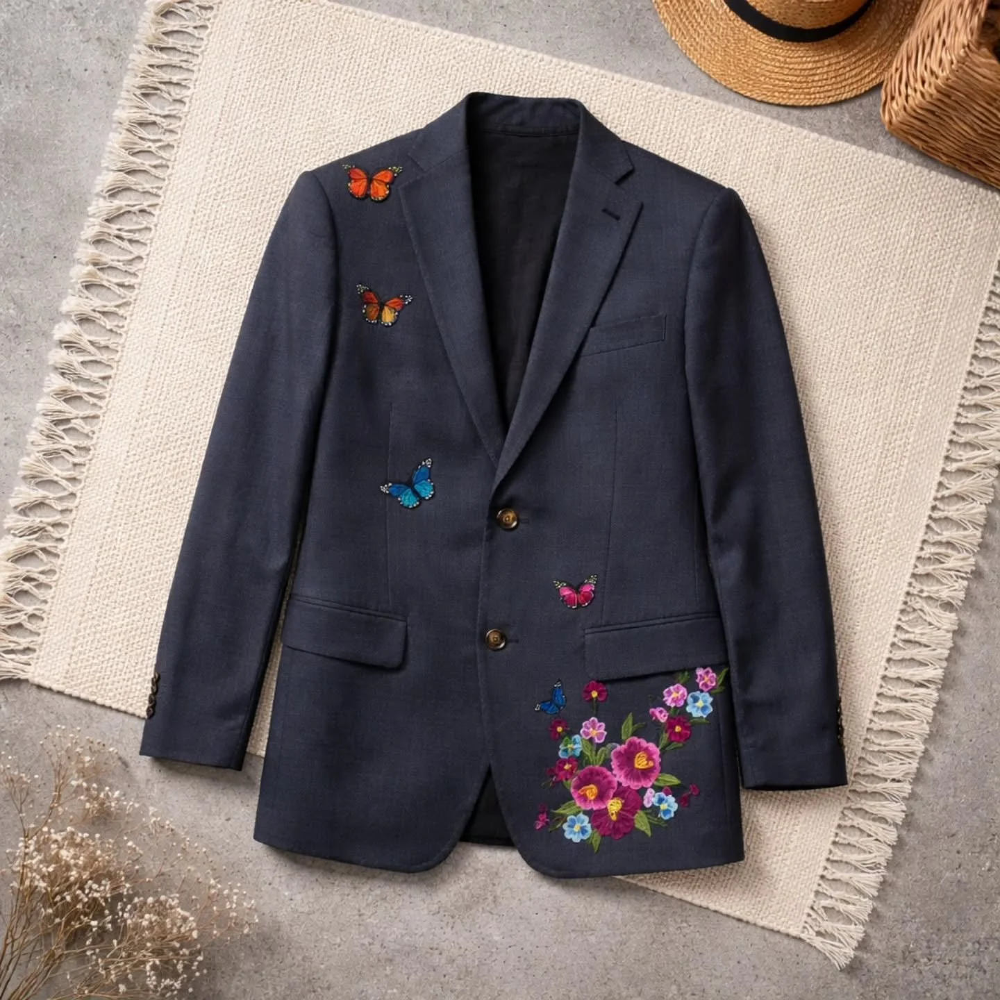 Petals and wings. 

#uniquelypatched ##sustainablefashion #butterflies