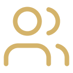 Simple line drawing of a person with a speech bubble
