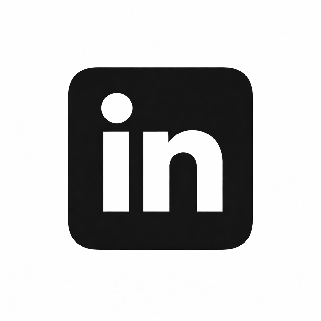 LinkedIn logo in black and white.