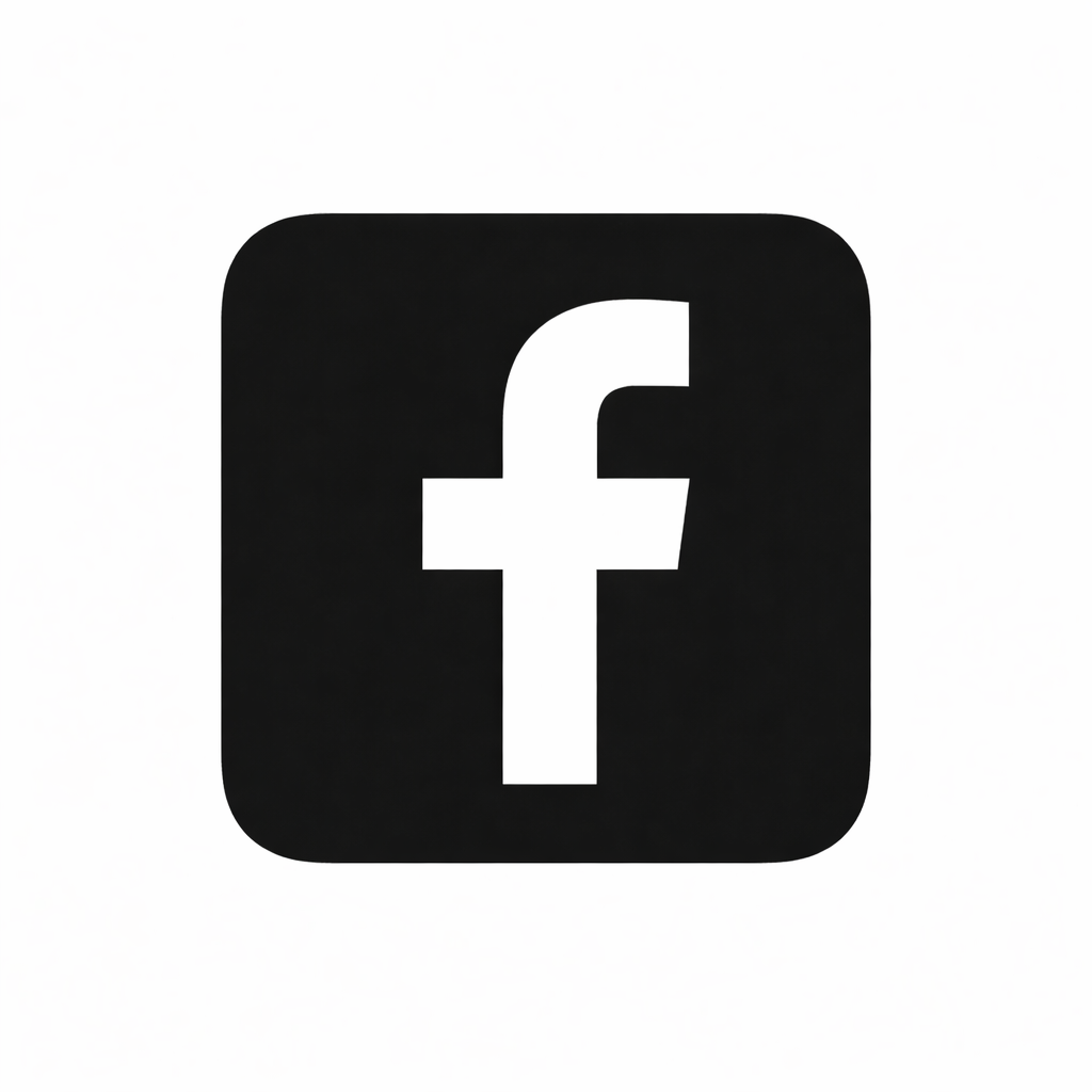Black square icon with a white lowercase 'f' in the center, representing Facebook.