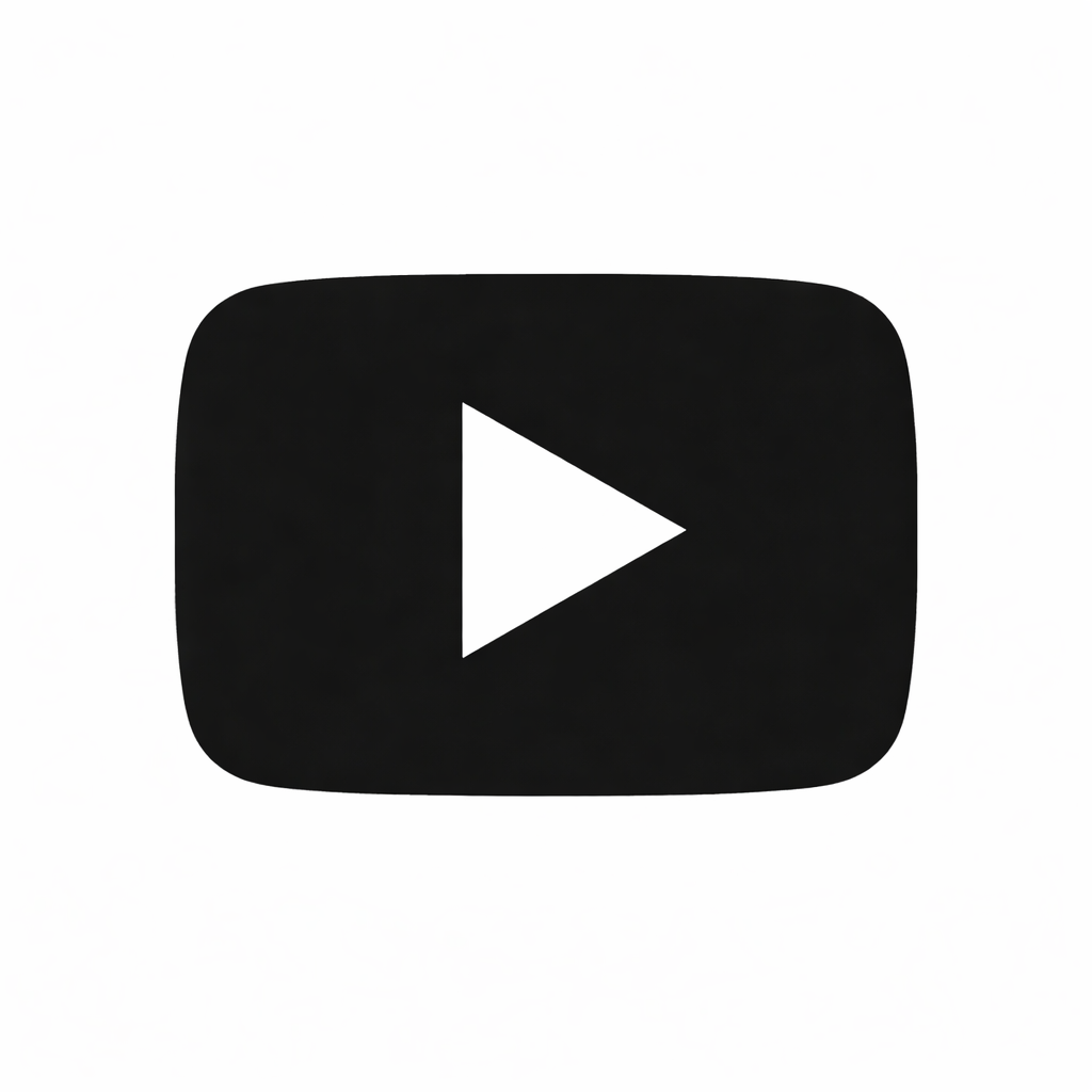 YouTube play button icon on a white background.