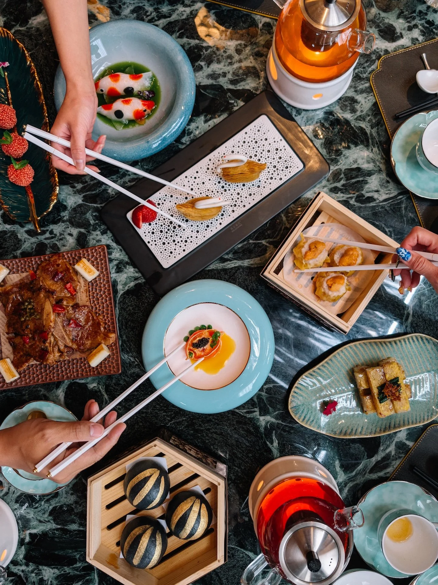A spread of dim sum from Lai Wah Heen, Toronto