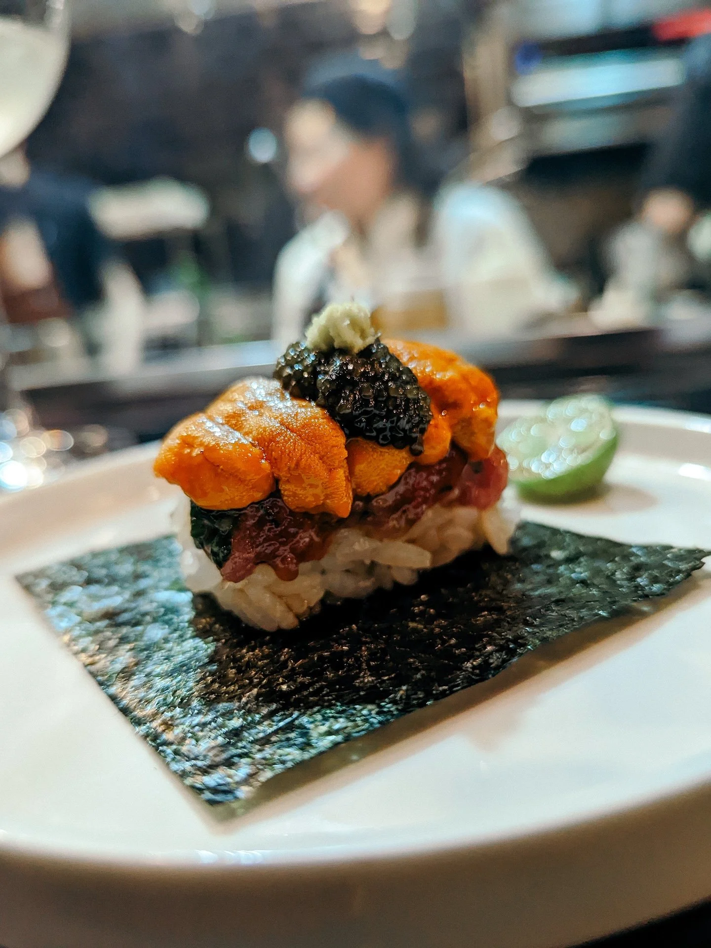 An extravagant piece of sushi served at Shokunin, Calgary