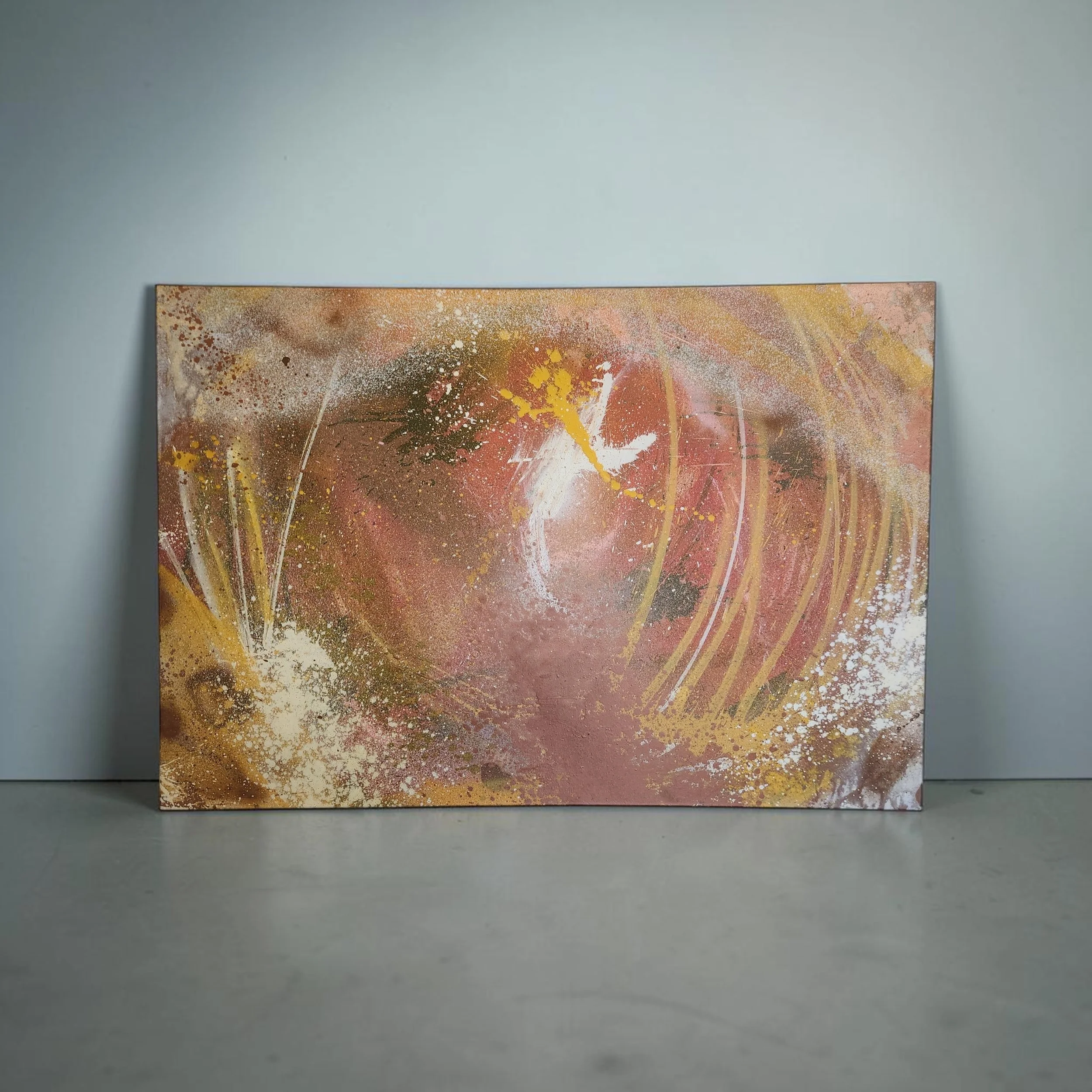 Pink and Gold shimmer spray painting