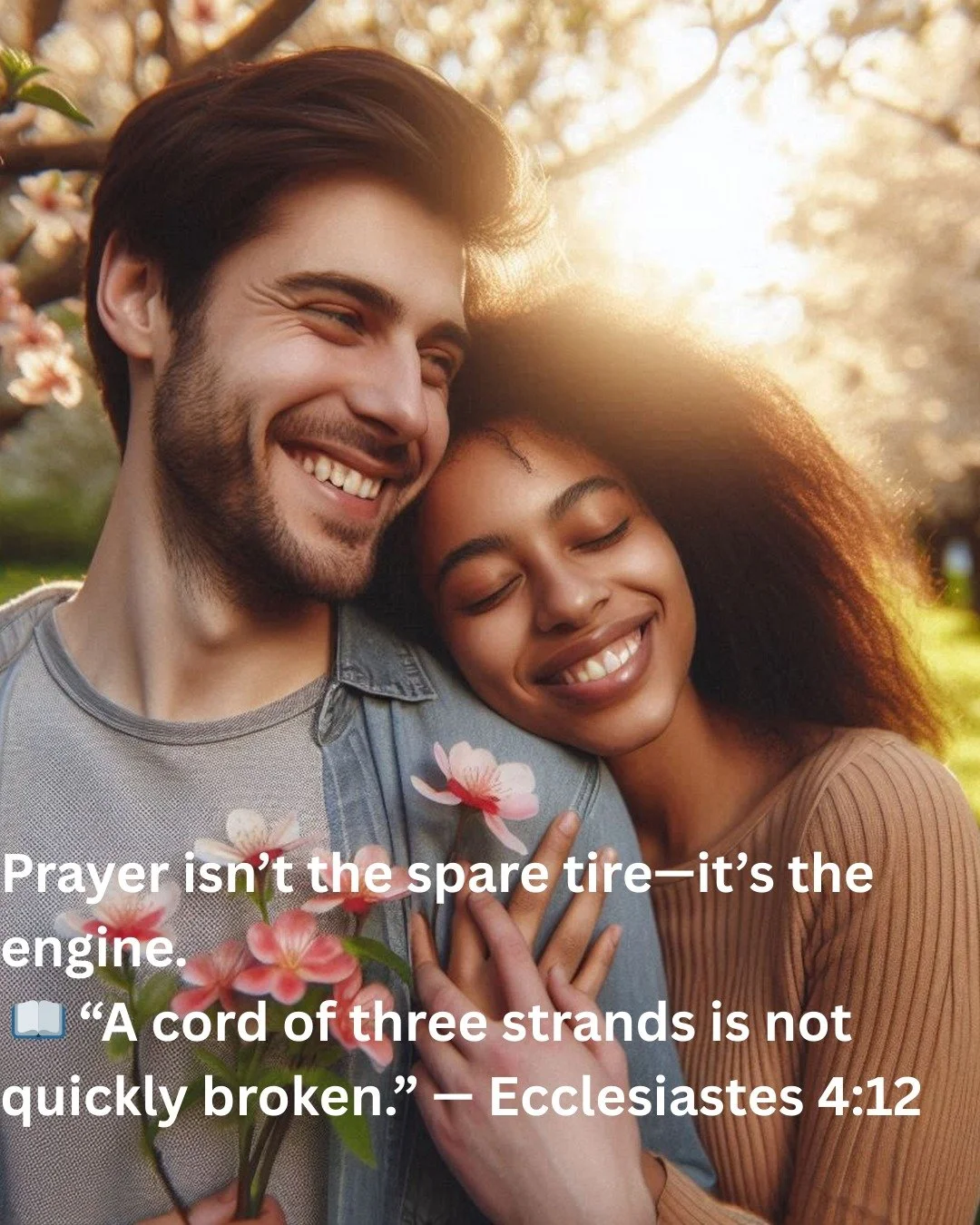 Prayer isn&rsquo;t the spare tire&mdash;it&rsquo;s the engine.
📖 &ldquo;A cord of three strands is not quickly broken.&rdquo; &mdash; Ecclesiastes 4:12
#PrayTogether #StrongMarriage #GodCentered
