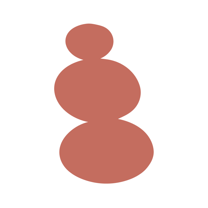 Stacked brown stones arranged from smallest at the top to largest at the bottom.