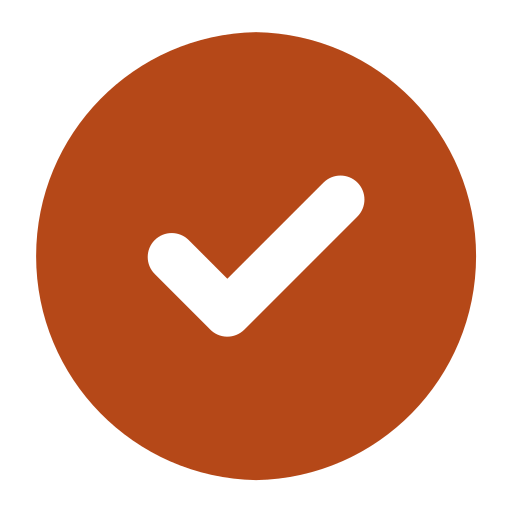 Black checkmark inside a brown circle