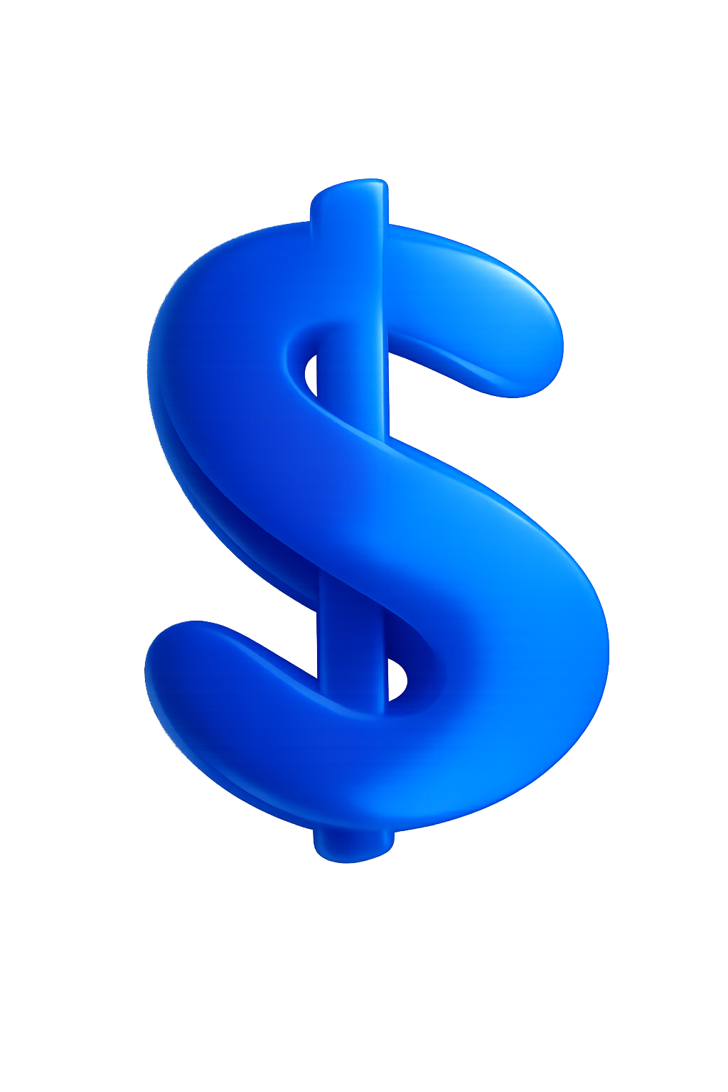 A large, three-dimensional blue dollar sign symbol against a dark background.