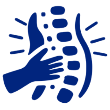 A stylized blue illustration of a hand cleaning or wiping a collection of abstract shapes, possibly representing a surface or object, with lines indicating motion or cleaning action.