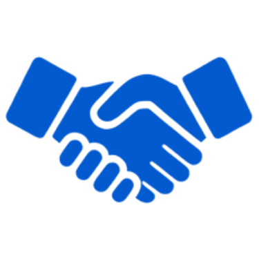 Illustration of a handshake in blue.