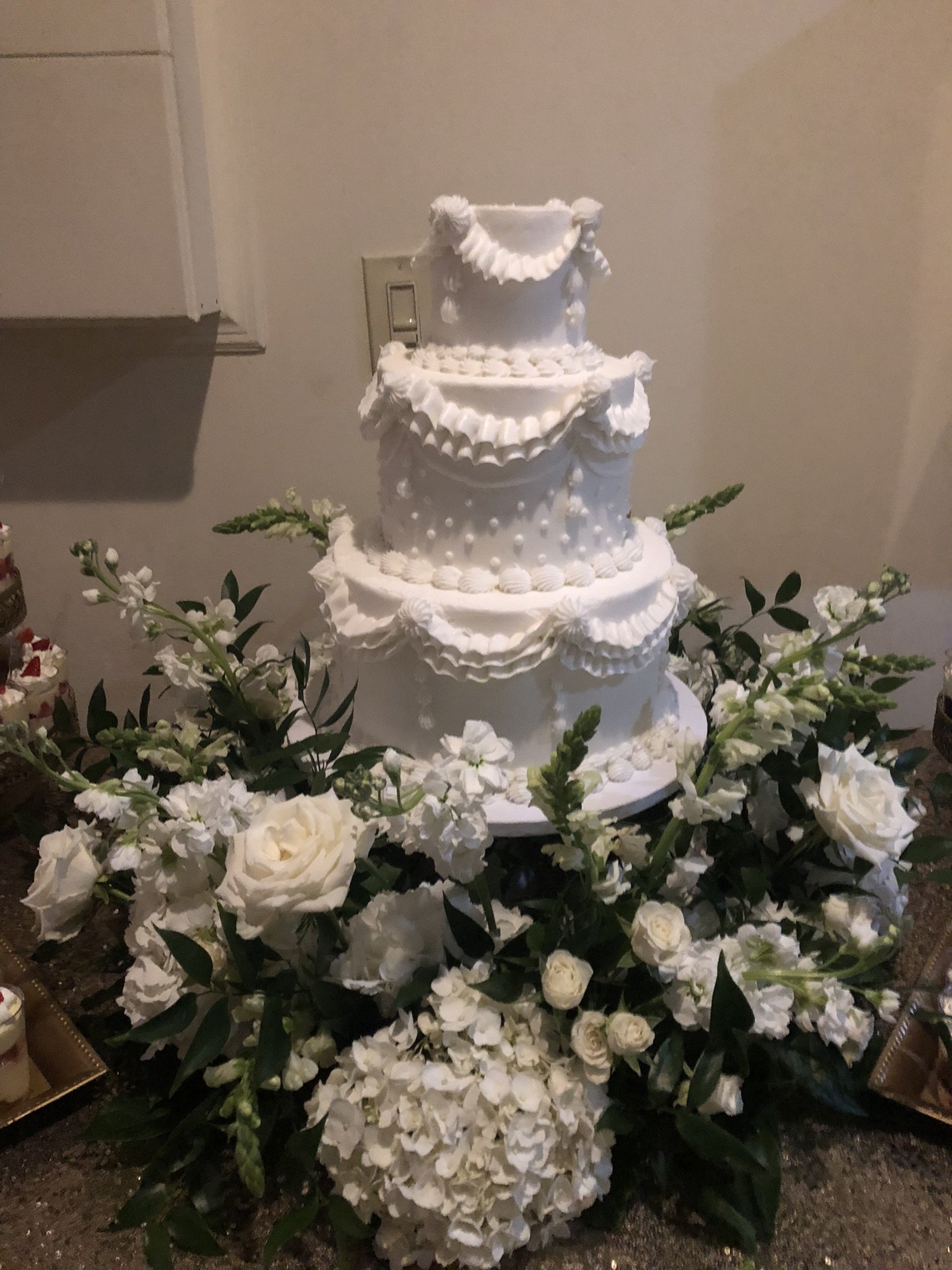 white vintage custom wedding cake .JPEG