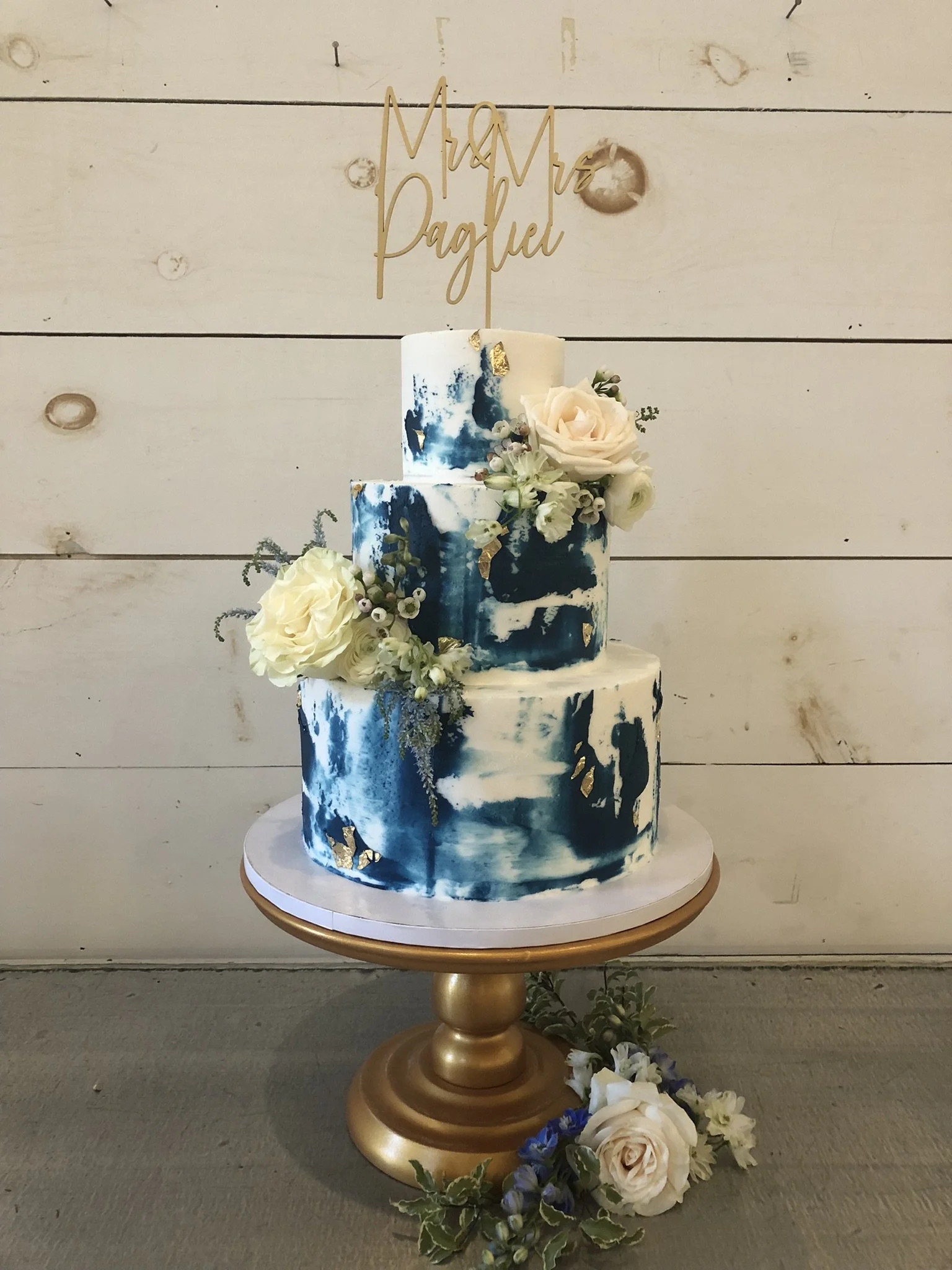 shades of blue water color with white roses.JPEG