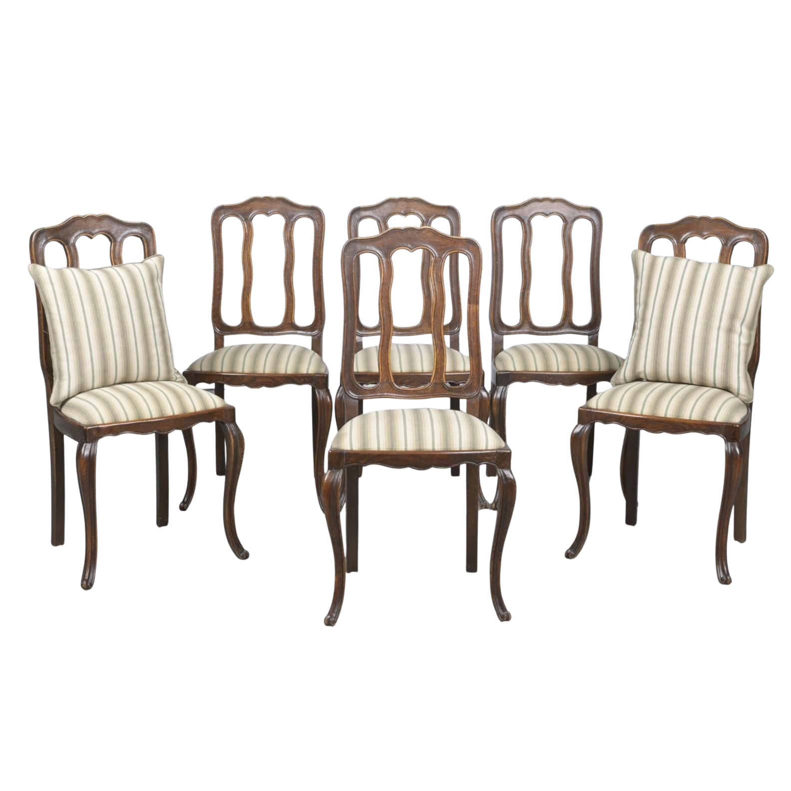 A Set of Six Louis XV Oak Dining Chairs in Provincial Taste