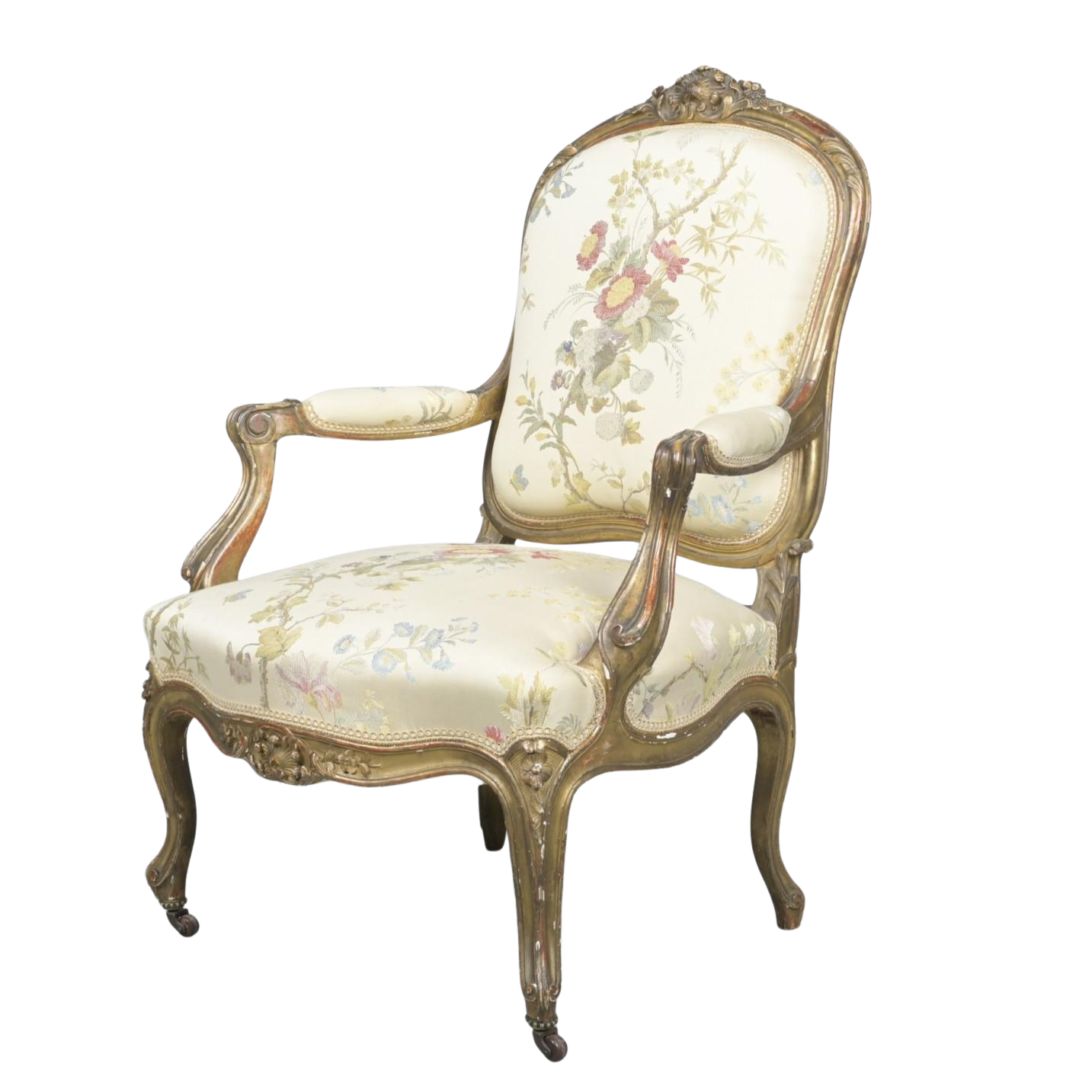 A Louis XV Giltwood Fauteuil