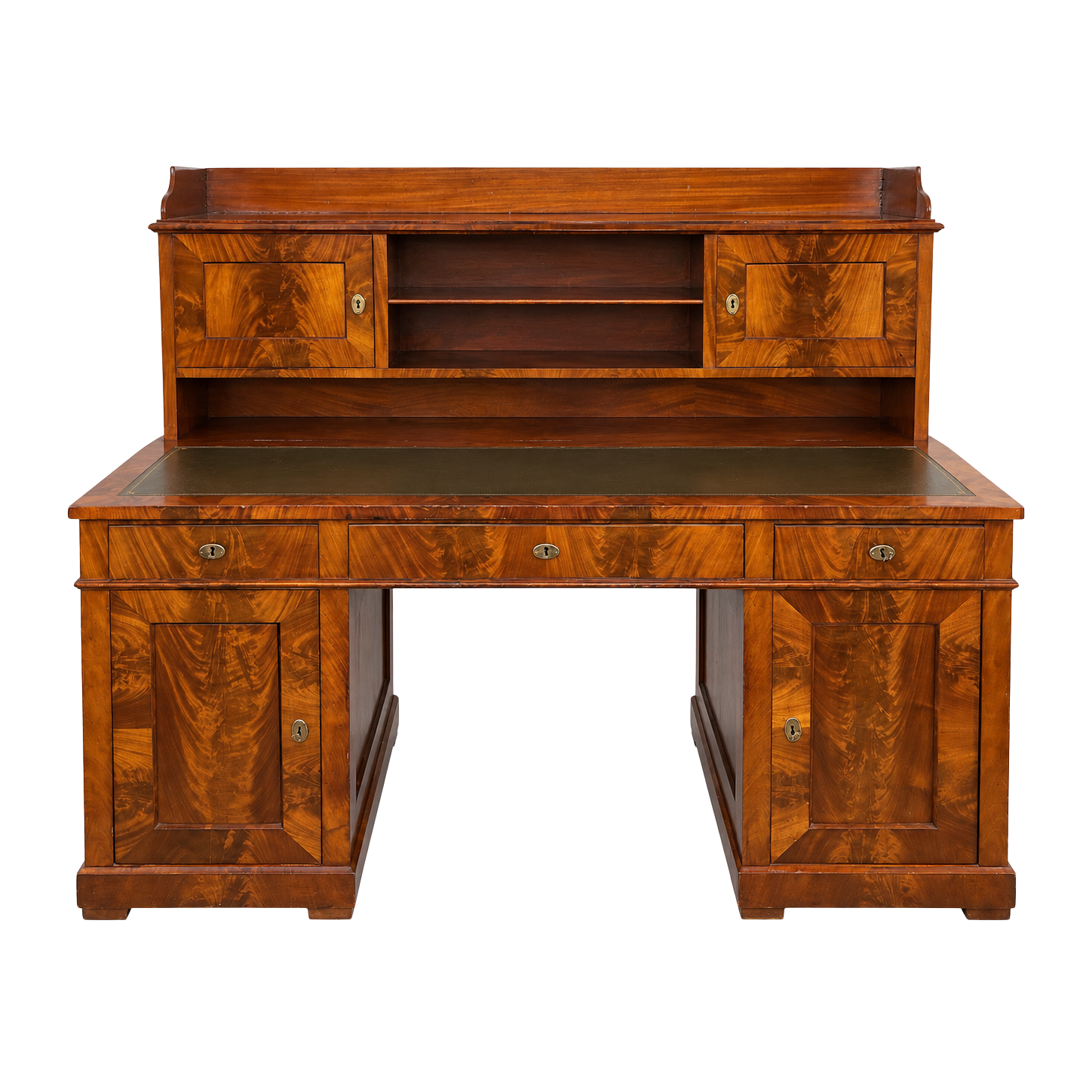 A Continental Flame Mahogany Pedestal Writing Desk, c.1835
