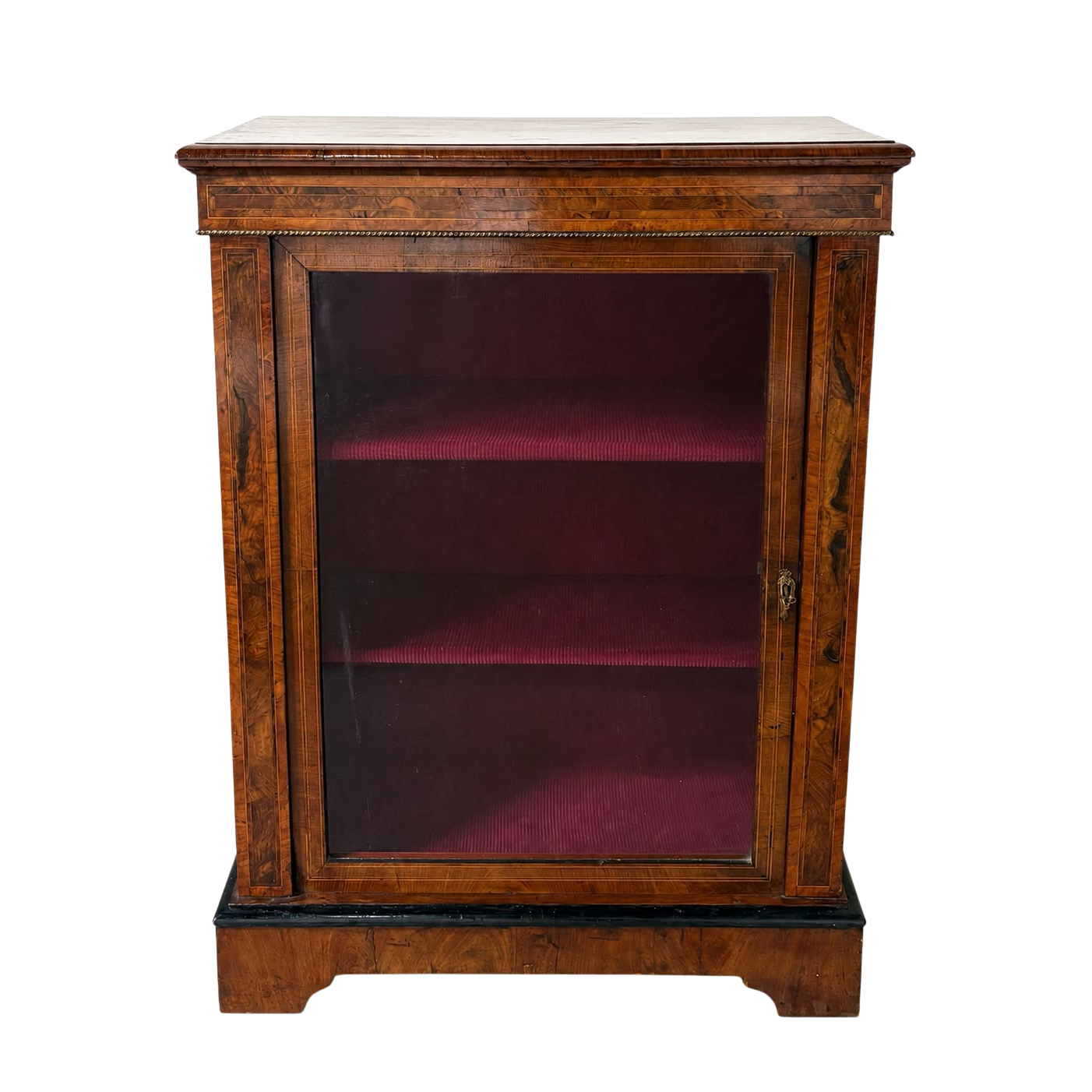 A Late Victorian Inlaid Walnut Glazed Cabinet