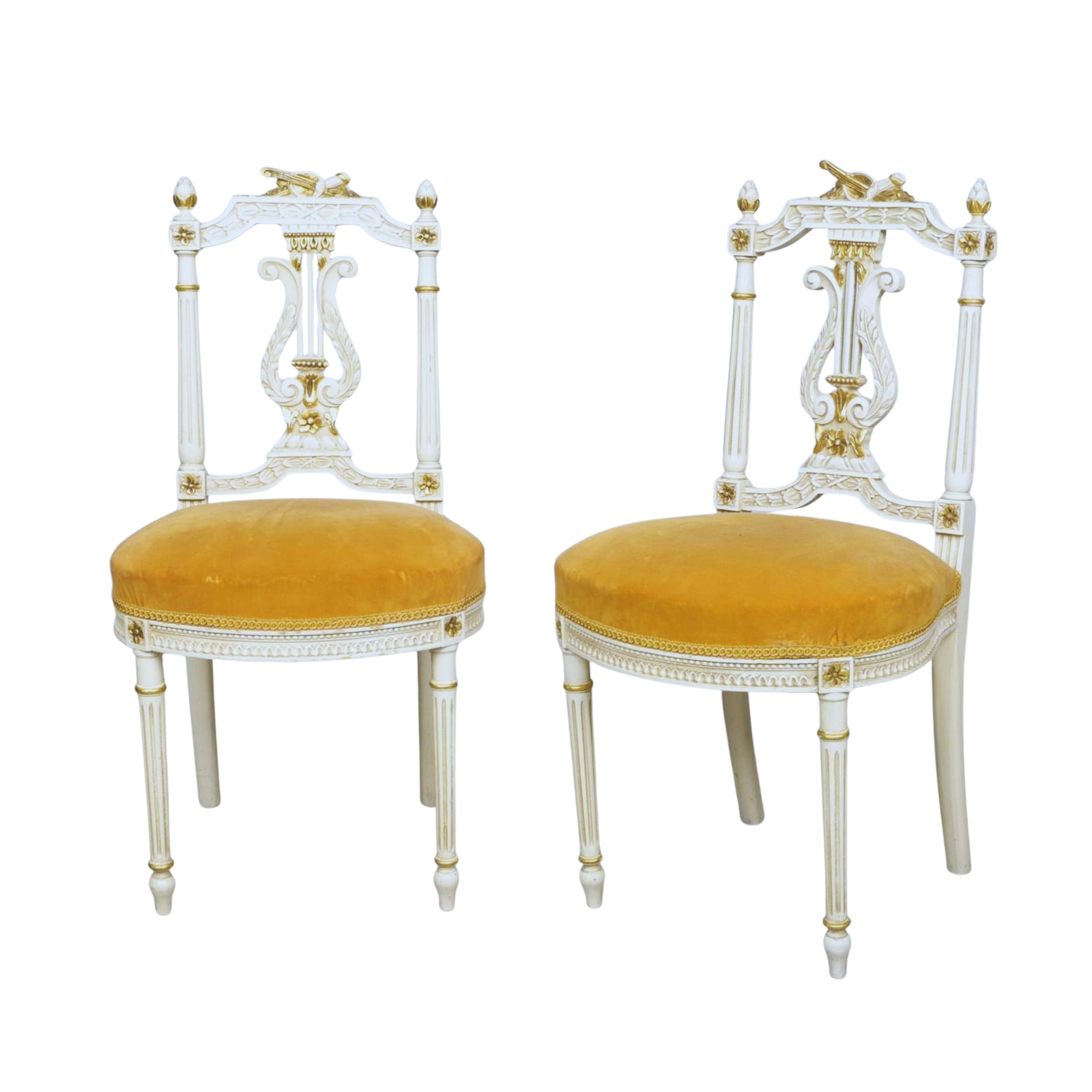 A Pair of Swedish Gustavian Lyre Back Side Chairs