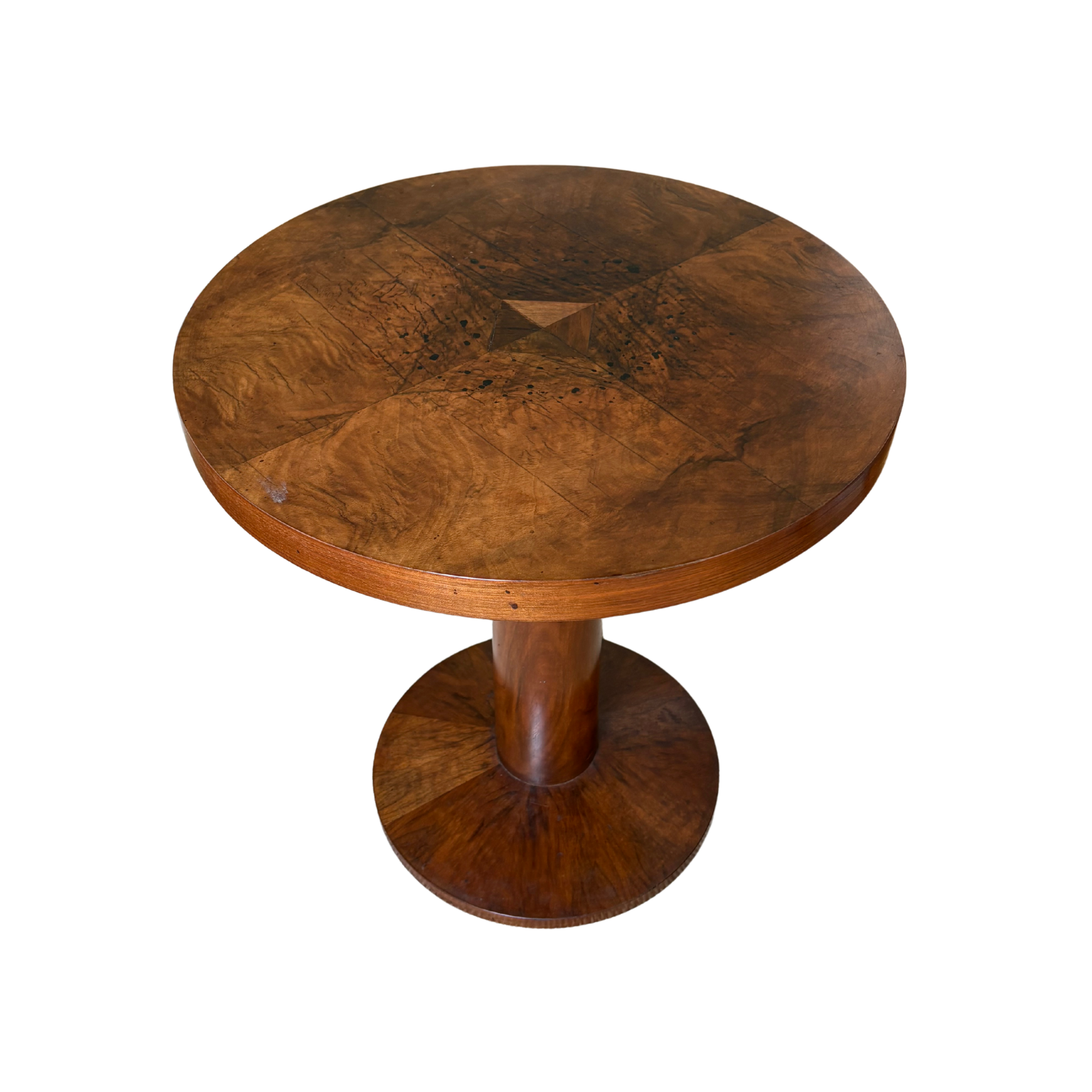 An Art Deco Figured Walnut Pedestal Table, c.1930