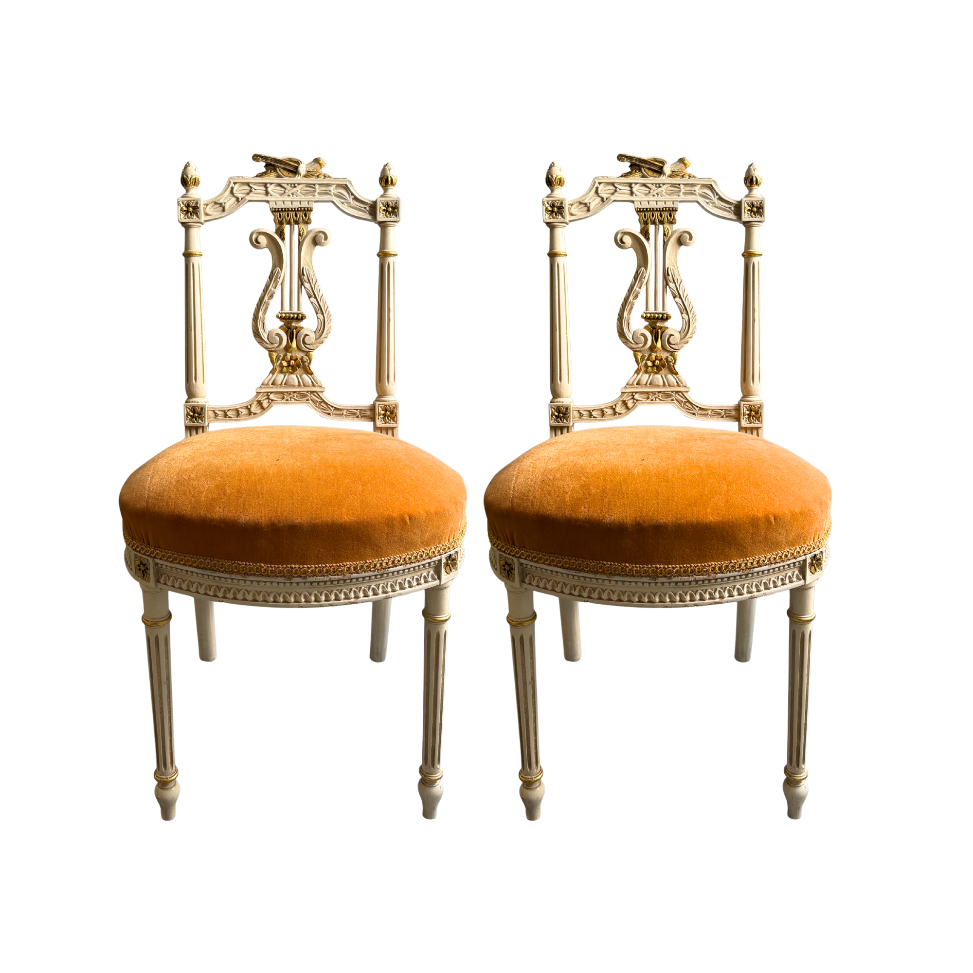 A Pair of Swedish Gustavian Style Lyre Back Side Chairs