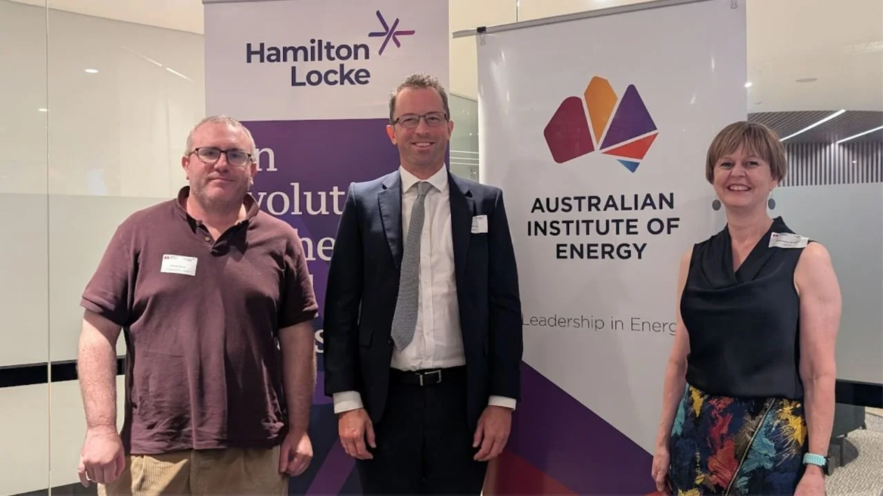 3 person panel at the Australian Institute of Energy's AGM, Sydney 2024