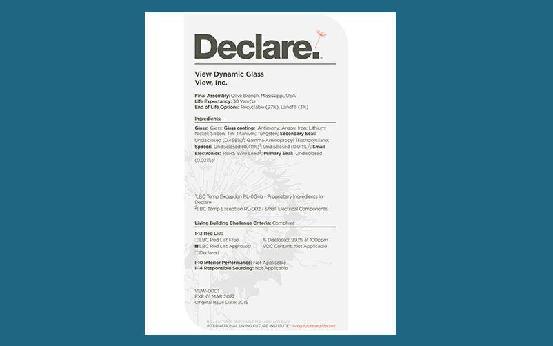 View Smart Glass Declare Label