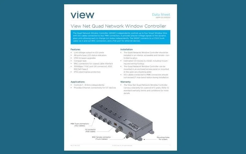 View Net Quad Network Window Controller Data Sheet