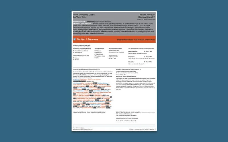 Health Product Declaration (HPD)